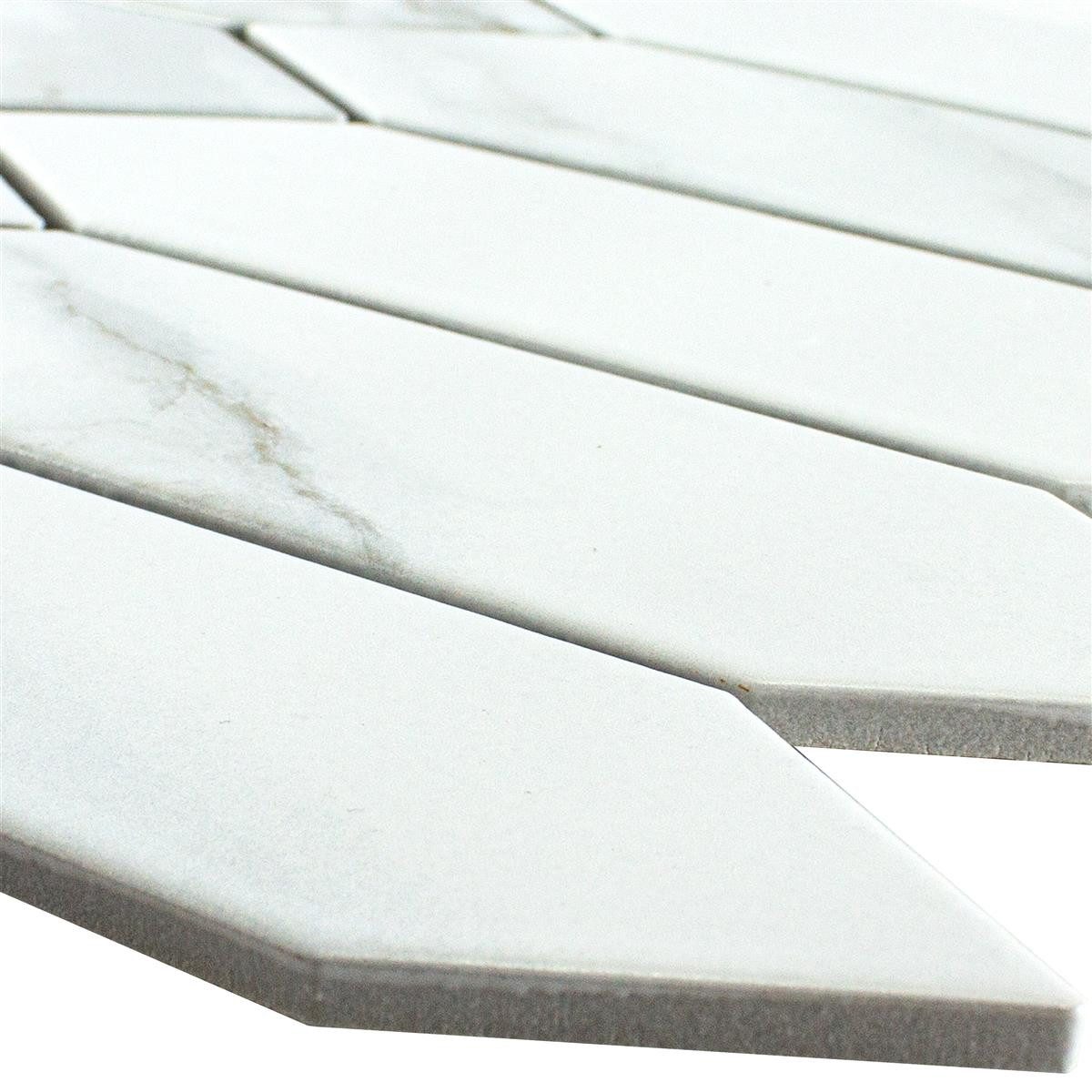 Mosafil Mosaikfliesen Keramik Mosaikfliesen Prospect Picket, Keramik 31.300x25.700, weiß-beige-calacatta, Verlegefertig auf ein Netz geklebt - Frostsicher - Wasserfest