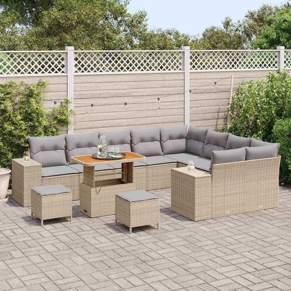 vidaXL Gartenlounge-Set Gartensofa-set 12 Stk. Beige Poly-Rattan, (12-tlg)