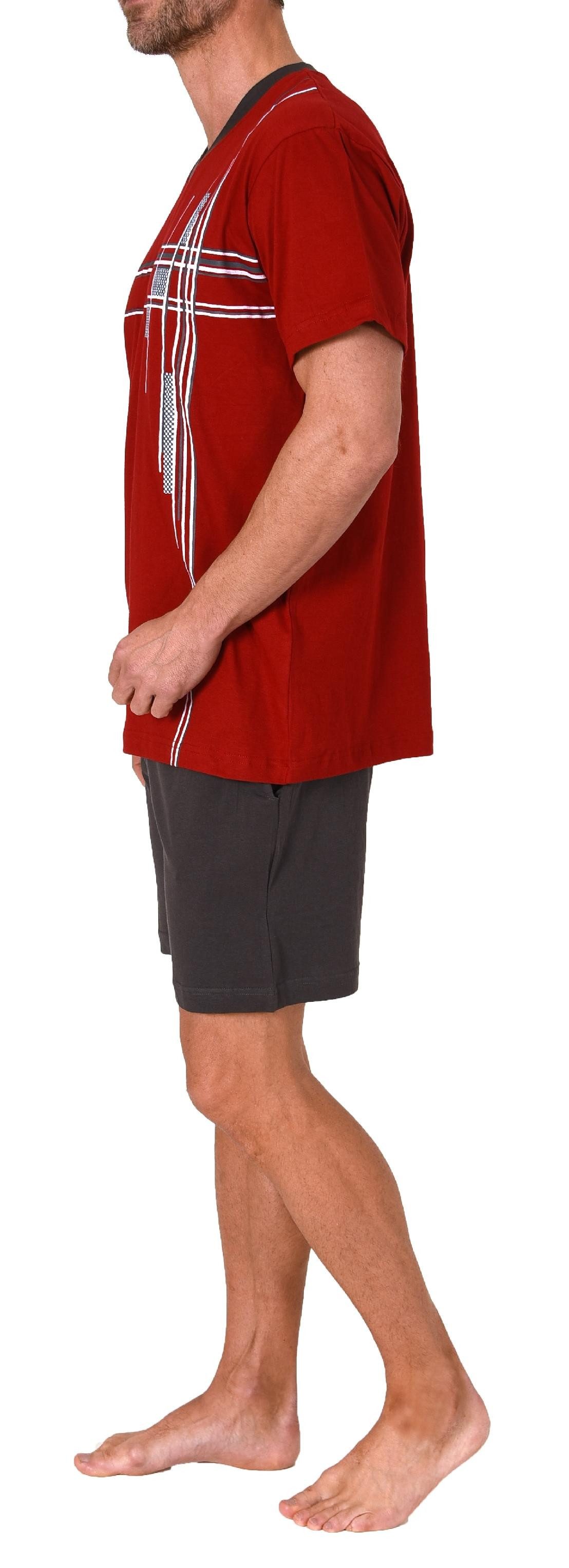 Normann Pyjama Herren Shorty Schlafanzug kurzarm mit Frontprint - auch in Übergrößen – Bild 4 von 5