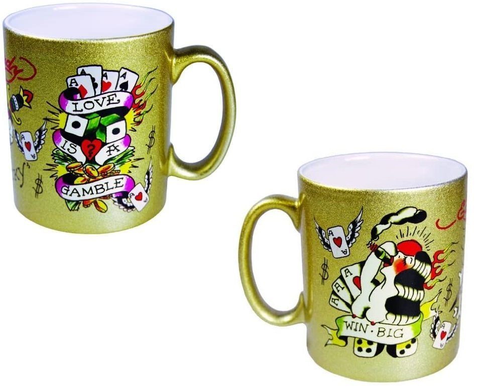 Ed Hardy Tasse Ed Hardy - Tasse Metallic Look "Las Vegas Gold" (25233), Porzellan
