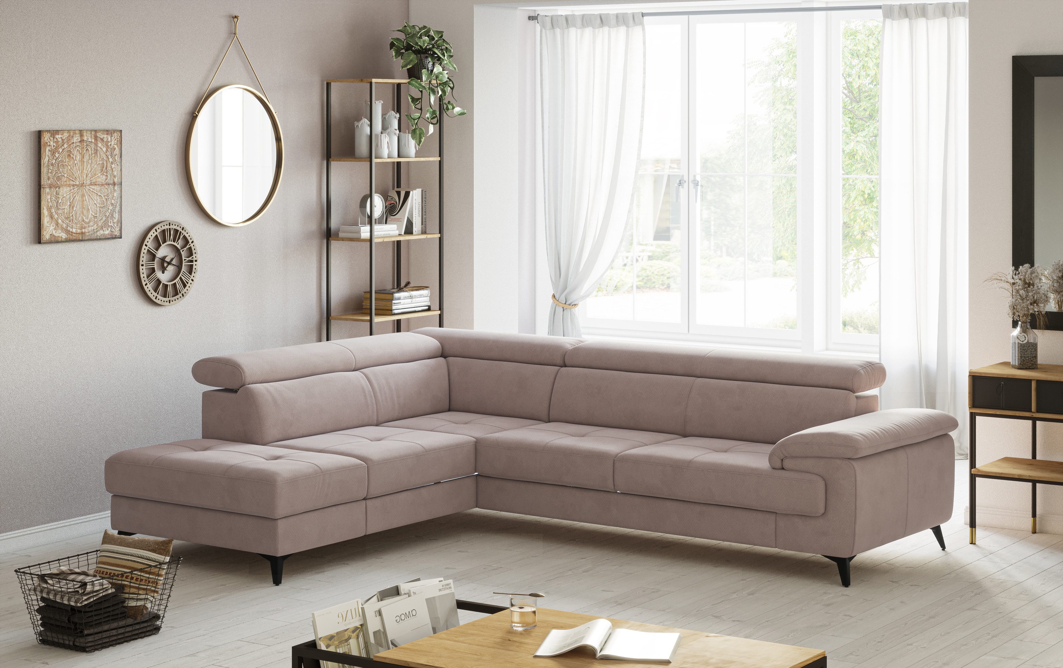 COTTA Ecksofa Astra L-Form, B: 286 cm, mit Kopfteilverstellung, optional Bettfunktion & Bettkasten