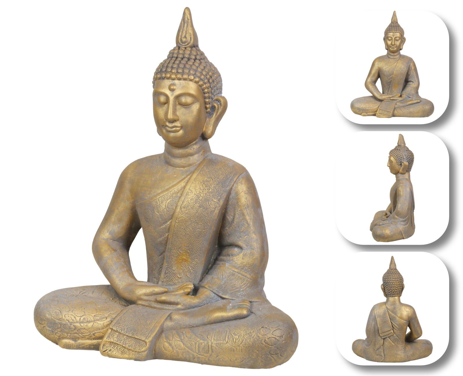 HAGO Buddhafigur Buddha Statue Skulptur Figur Indien Asien Yoga Meditation Deko Feng Bronze