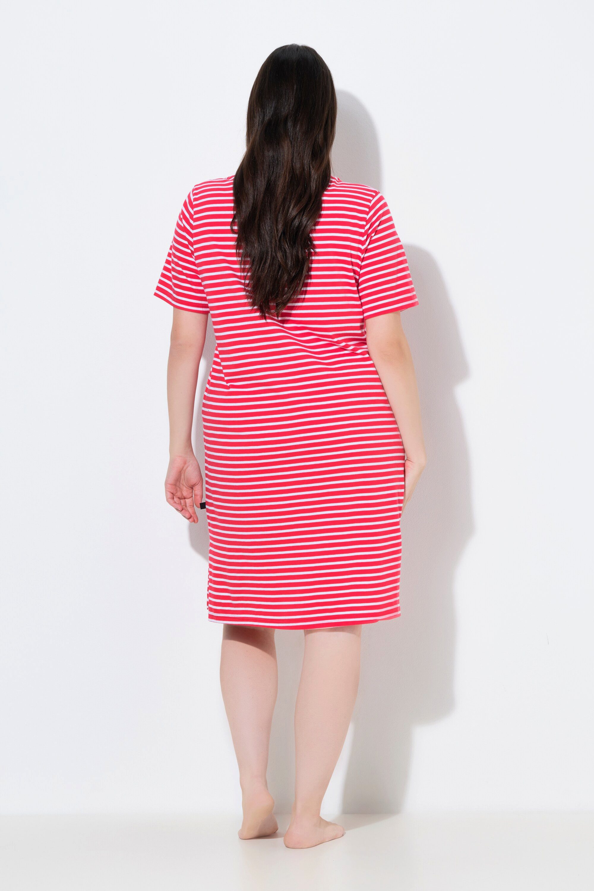 Ulla Popken Bigshirt Bigshirt Ringel Rundhals Halbarm Biobaumwolle