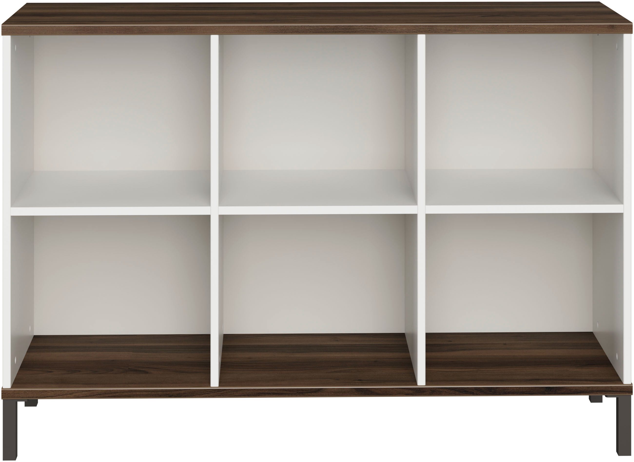 YUNY by PAIDI Sideboard LOVELY ALIV mit 6 offenen Fächern (B/H/T ca. 123x85x38cm, Off-White/Dark-Walnut), stabiles und langlebiges Regal in Off-White, geprüfte Qualität