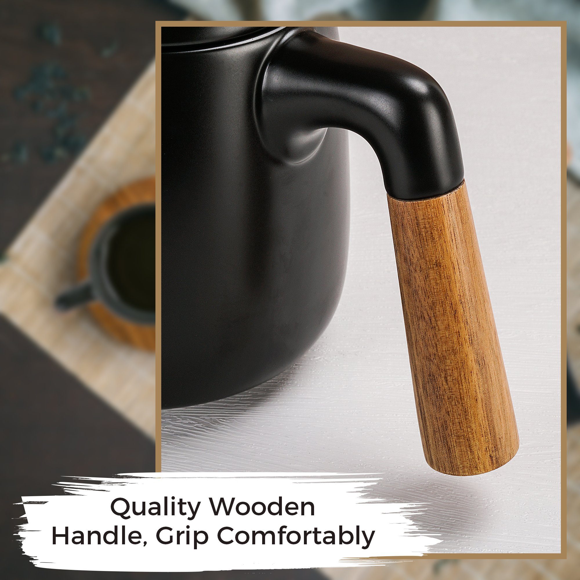 MiaMio Teeservice 1 Liter Keramik-Teekannen-Set mit Siebeinsatz und 4 Keramik-Tassen (5-tlg), Keramik