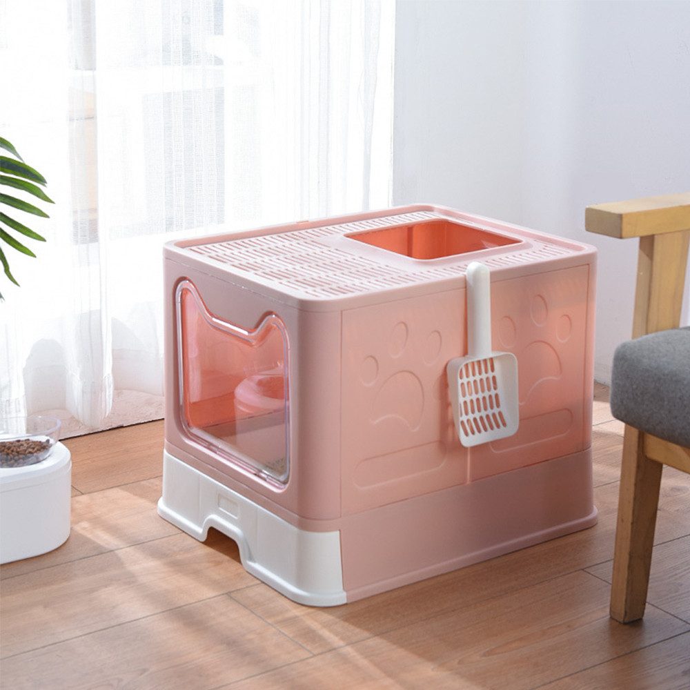 JEOBEST Katzentoilette Katzenklo, Cat Litter Box Schubladensystem & Klappbar, Spritz- und geruchshemmend, leicht zu reinigen, Geschlossenes