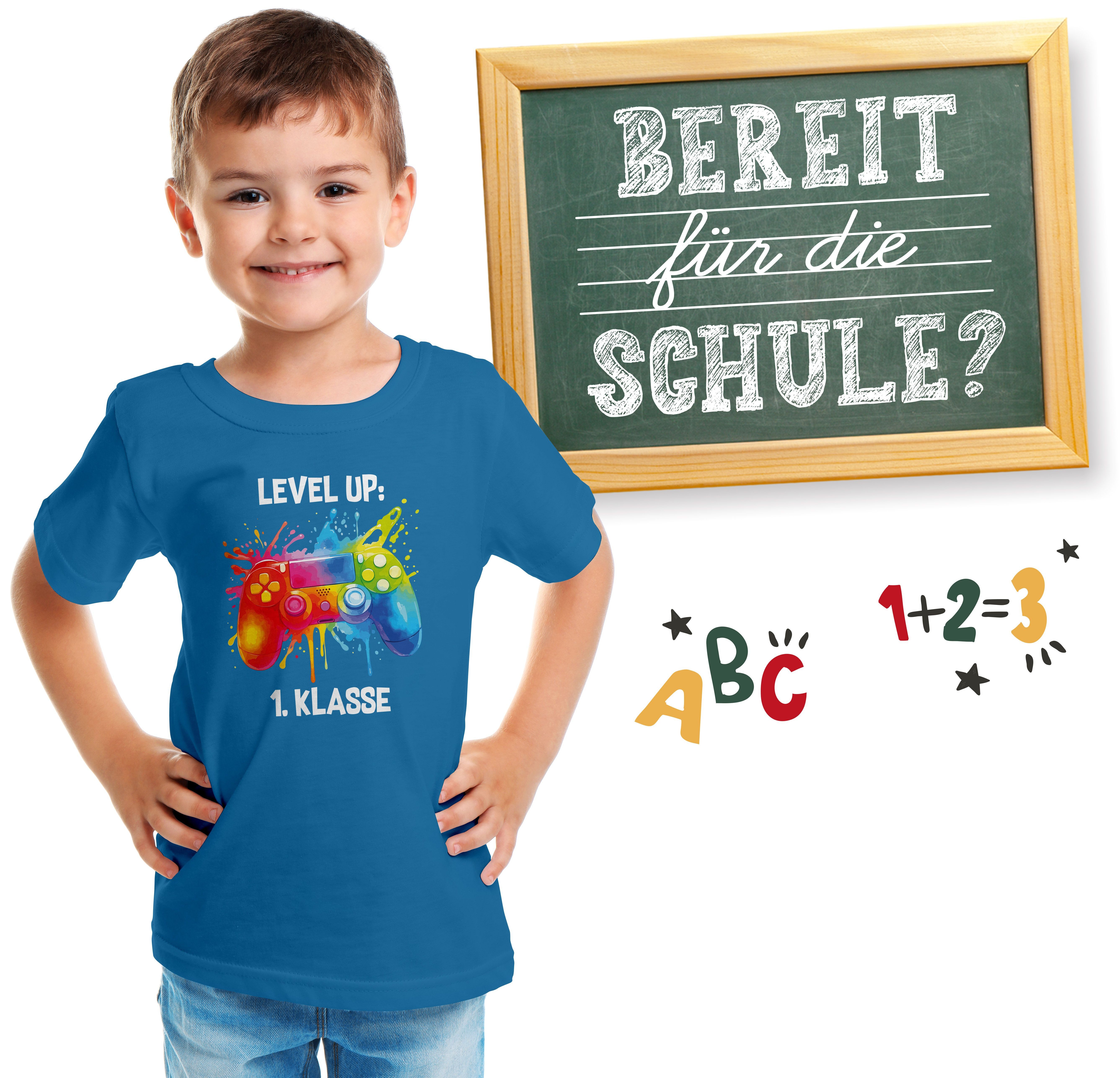 SpecialMe Print-Shirt Kinder Jungen T-Shirt Einschulung Gamer Spruch Lustig Level Up 1.