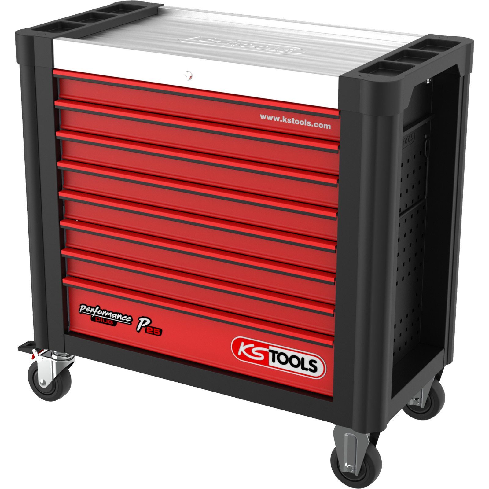 KS Tools Werkstattwagen KS TOOLS PERFORMANCEplus P25 SCHWARZ/ROT Werkstattwagen mit 8 Sch...