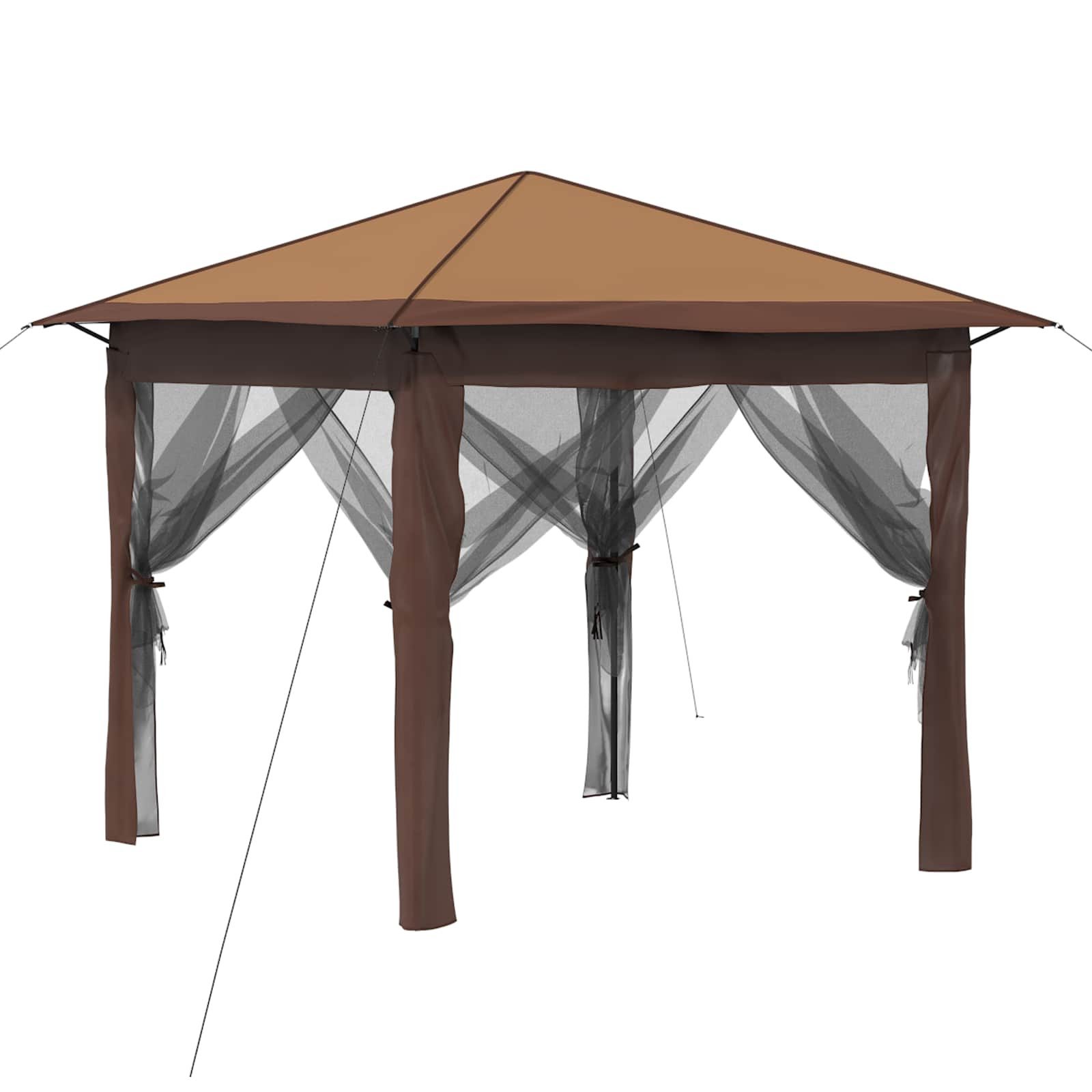vidaXL Partyzelt Gazebo mit 4 Seitenwänden 2,6 x 2,6 m Beige und Braun