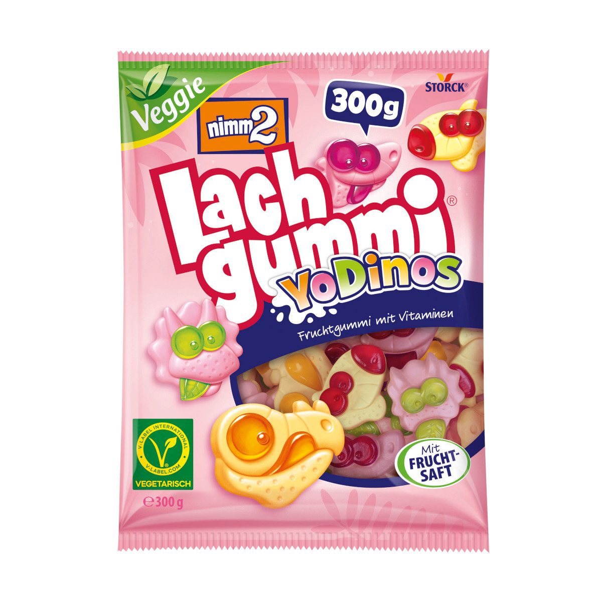 NIMM2 Süßigkeit, Storck Nimm2 Lachgummi YoDinos Fruchtgummis mit Vitaminen 300g
