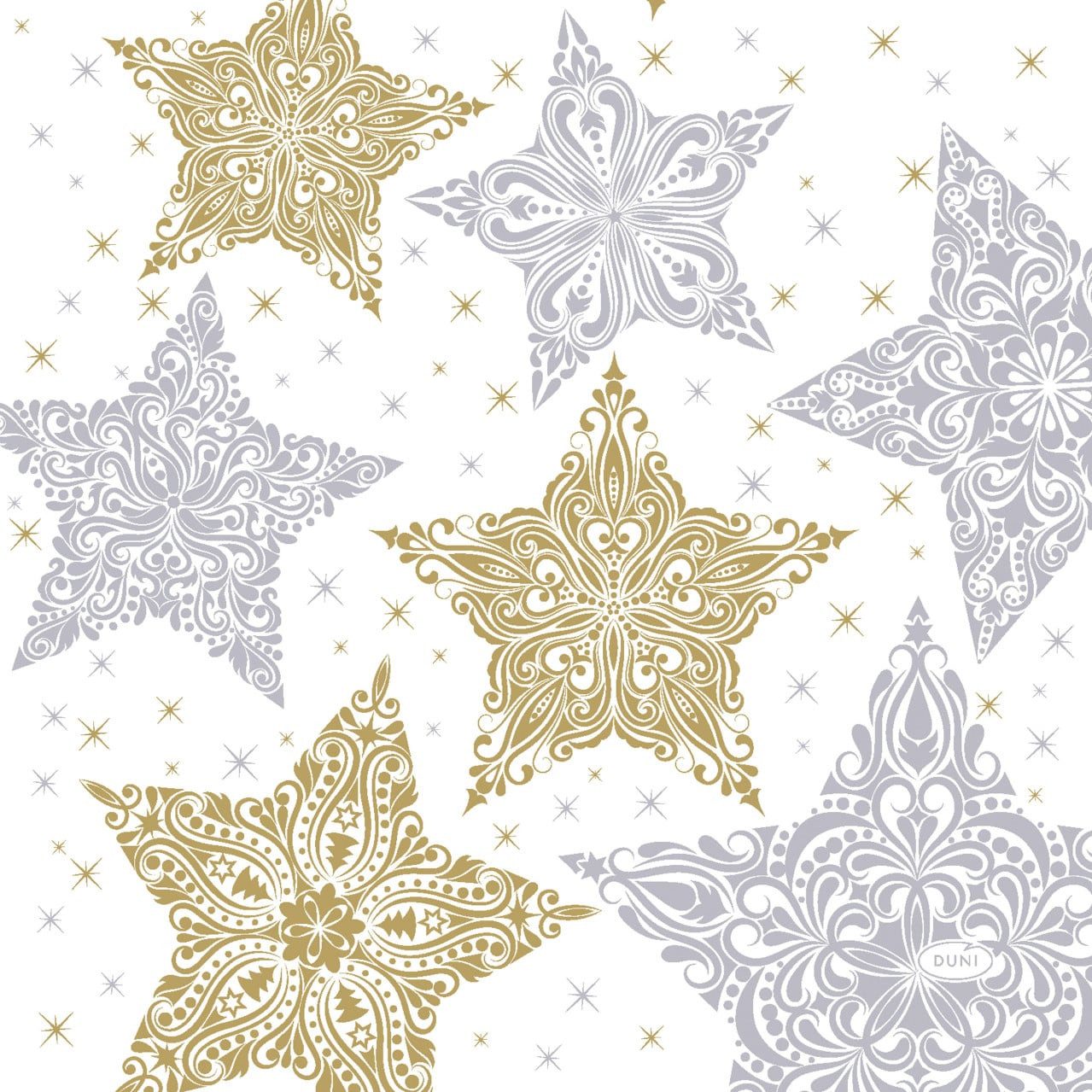 Duni Weihnachtsfigur Duni Servietten Snowstars white multi 33 x 33 cm -