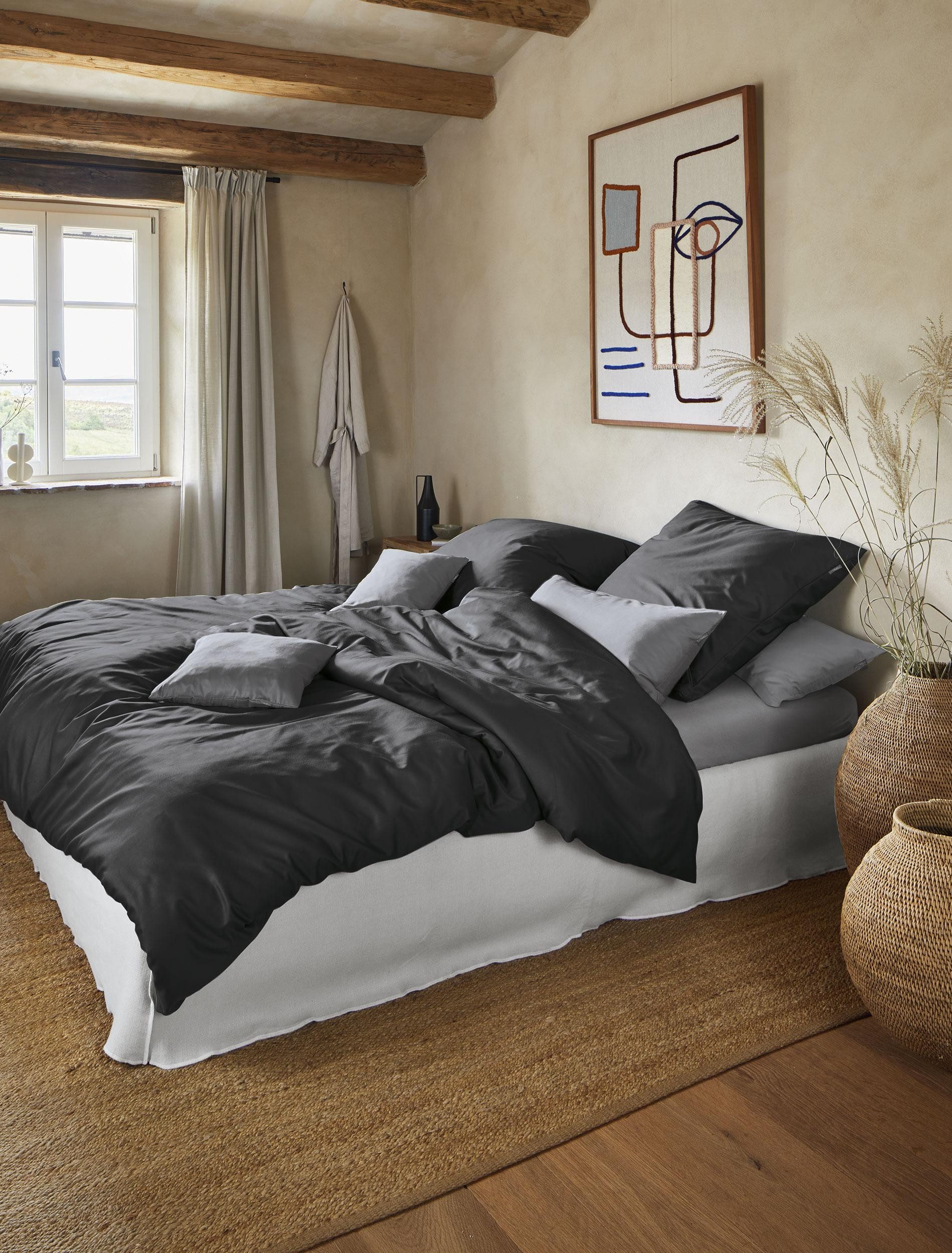 Irisette Bettwäsche Premium Satin Bettwäsche Paris, Mako-Satin, 2 teilig, hochwertige Uni Premium Bettwäsche mit Reißverschluss, 100% Baumwolle