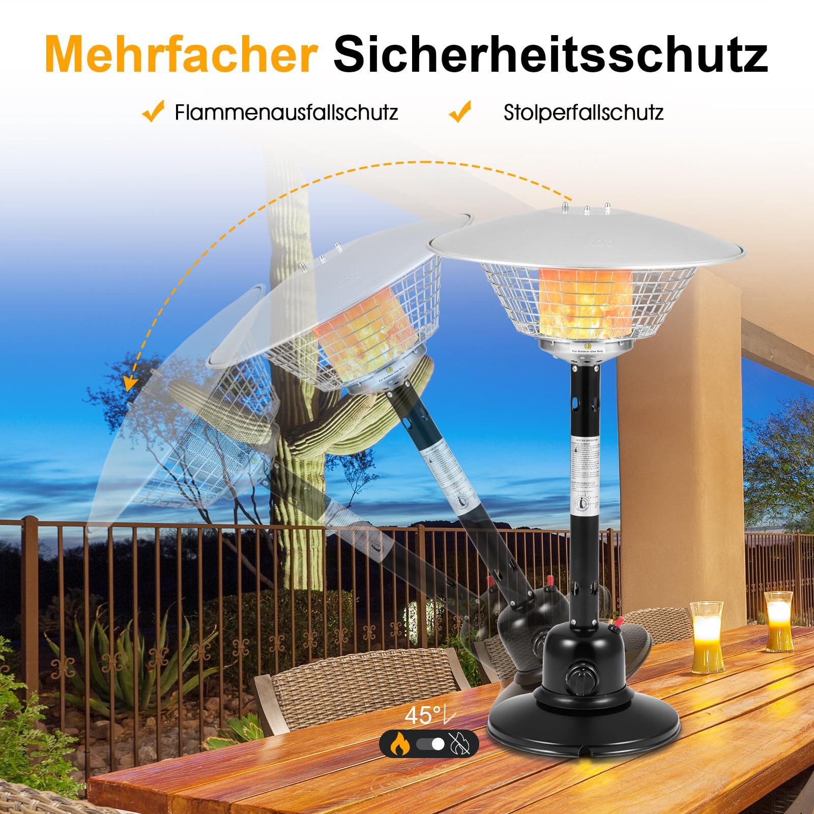 COSTWAY Heizstrahler 4000W Terrassenheizer, mit Regler & Schlauch
