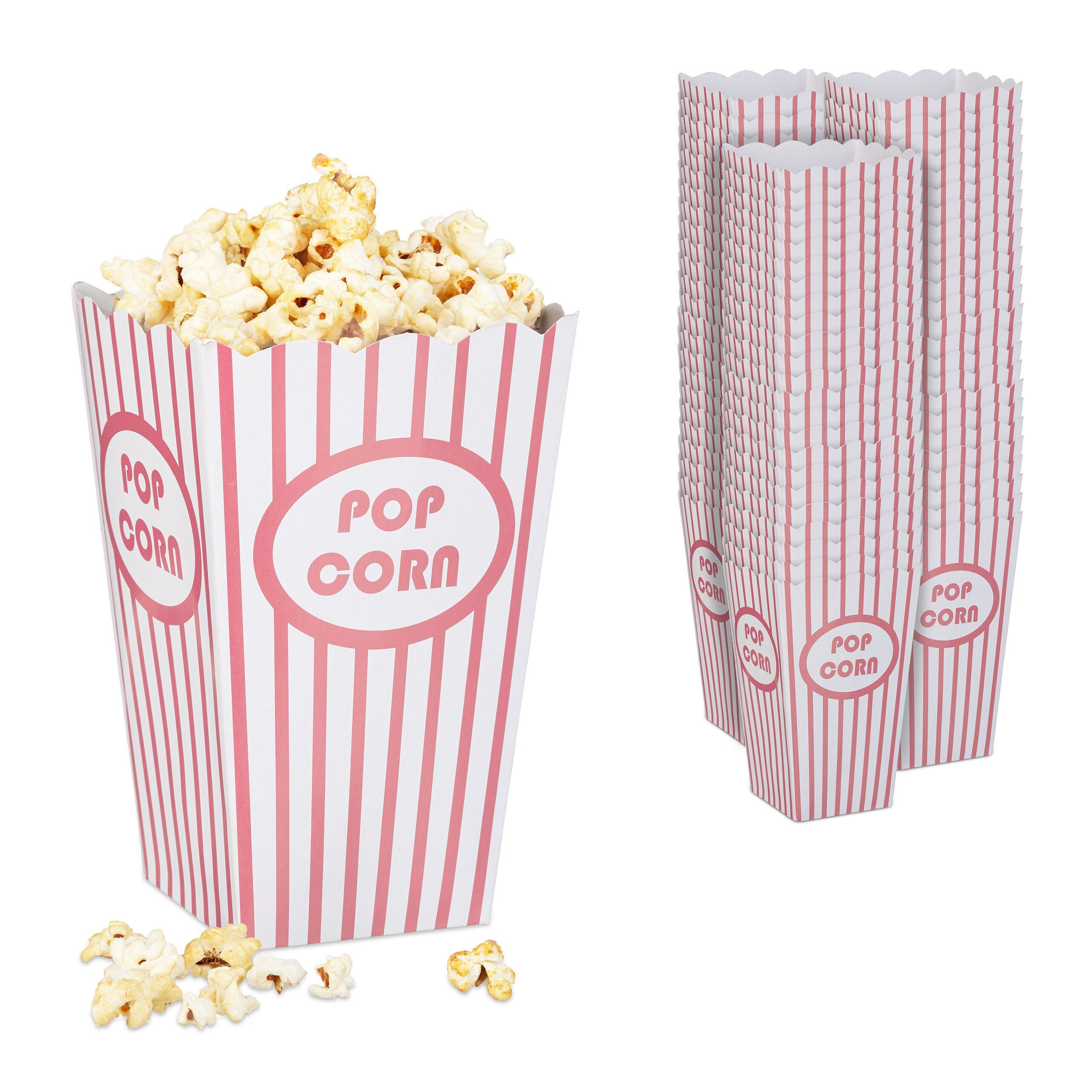 relaxdays Snackschale Popcorntüten 72er Set rosa, Pappe