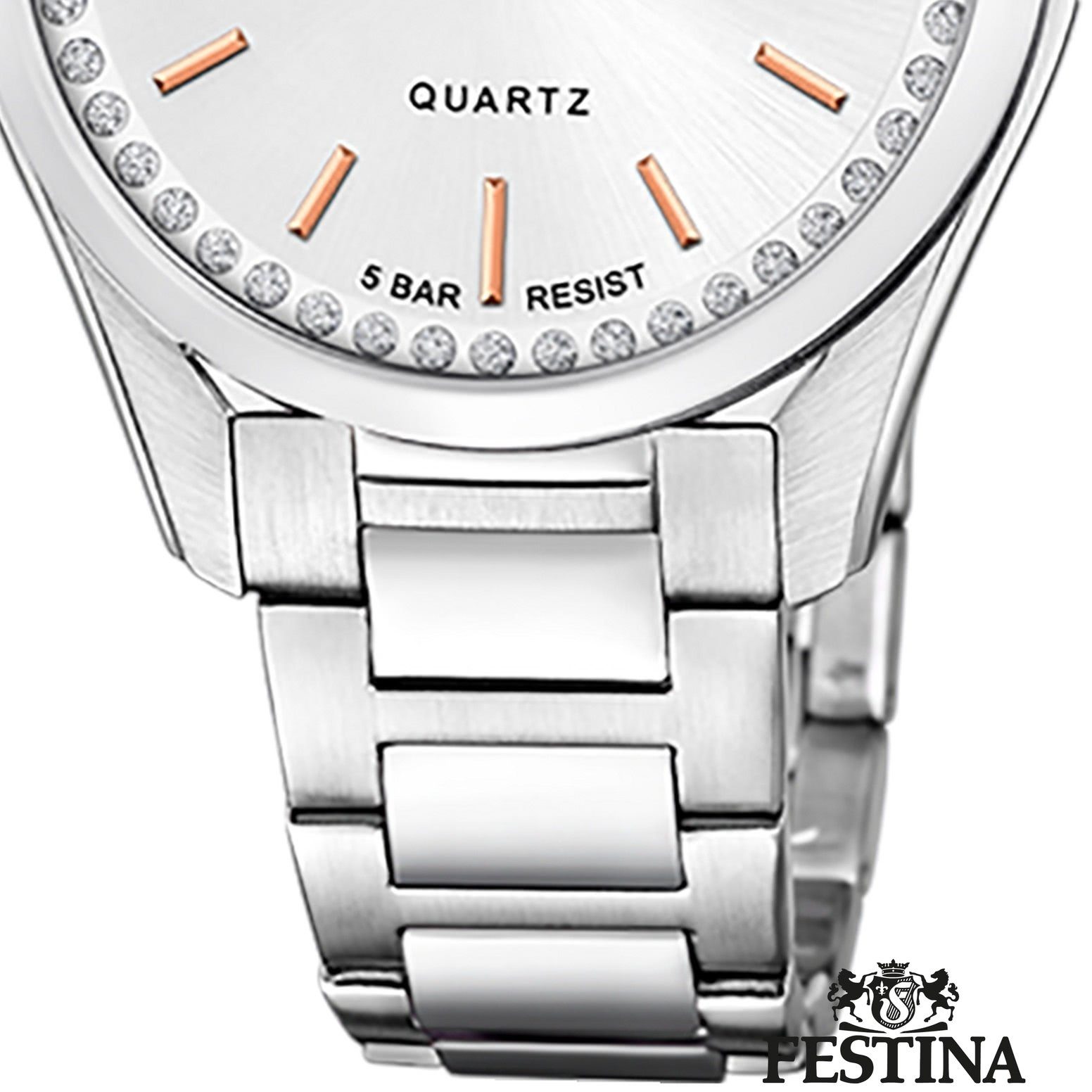 Festina Quarzuhr Festina Damenuhr Mademoiselle, (Analoguhr), Damen Armbanduhr rund, Edelstahlarmband silber, Fashion