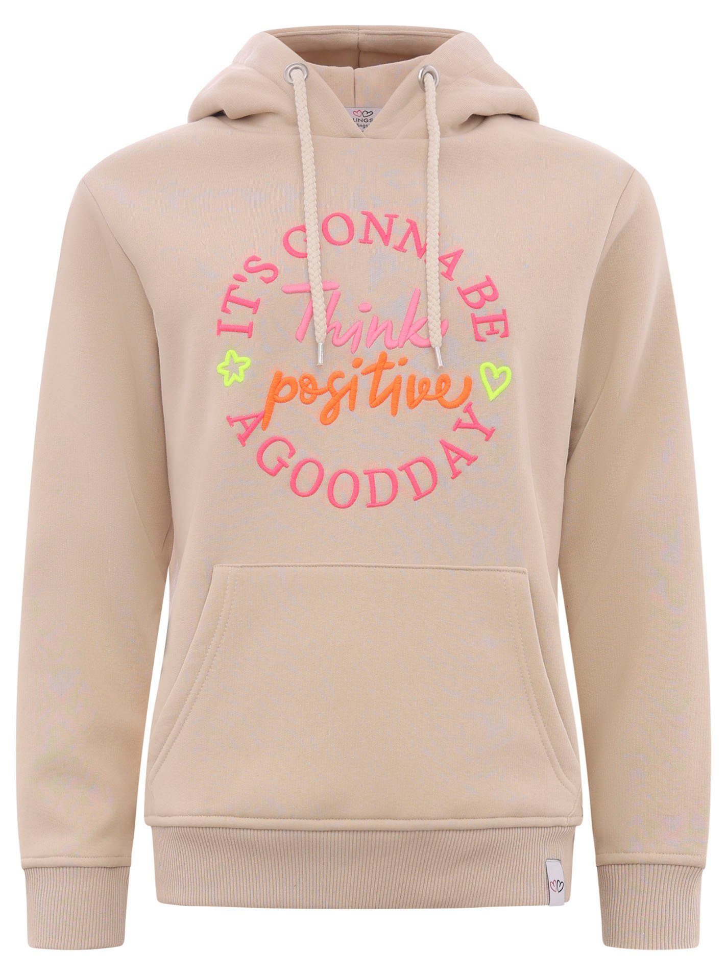 Zwillingsherz Sweatshirt Kapuze, Langarm, Kordelzug, Stickerei günstig online kaufen