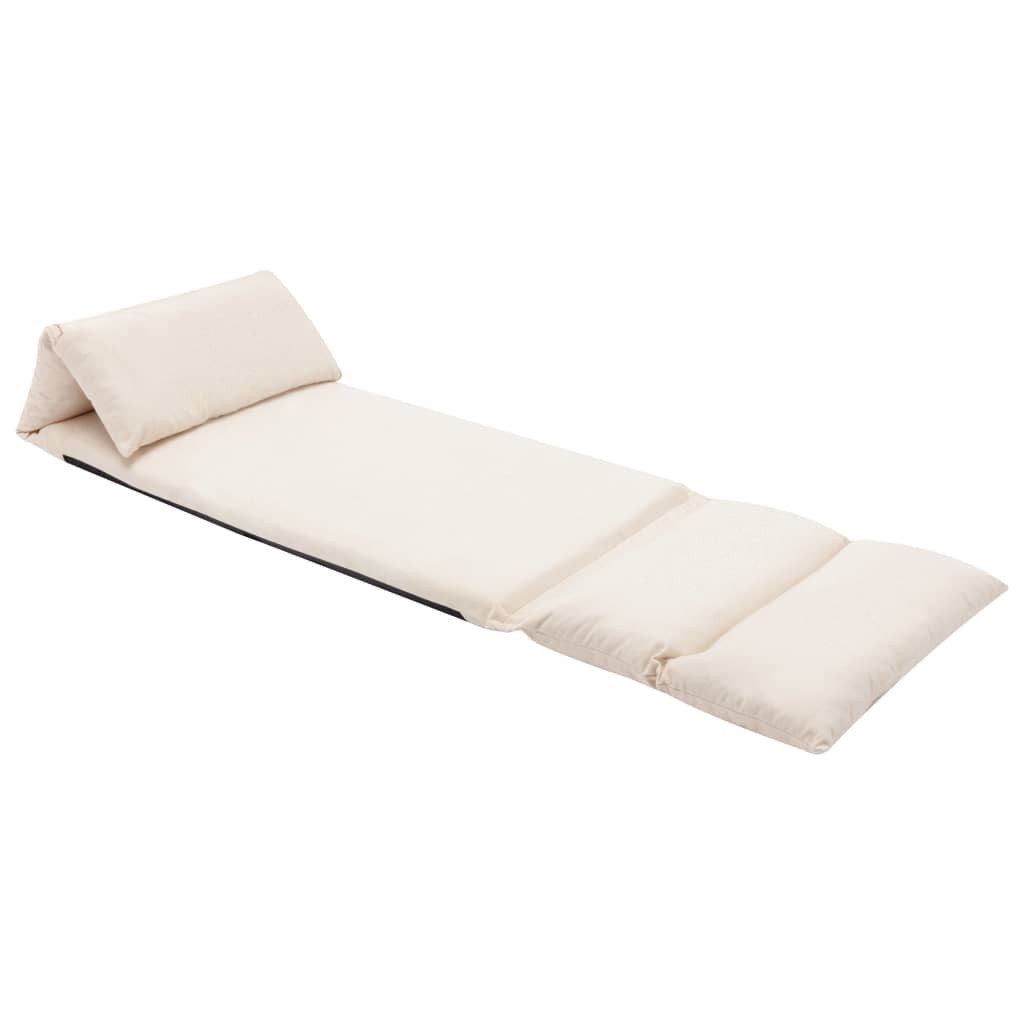 vidaXL Chaiselongue Bodenstuhl Faltbar Creme Mikrofaser, 1 Teile