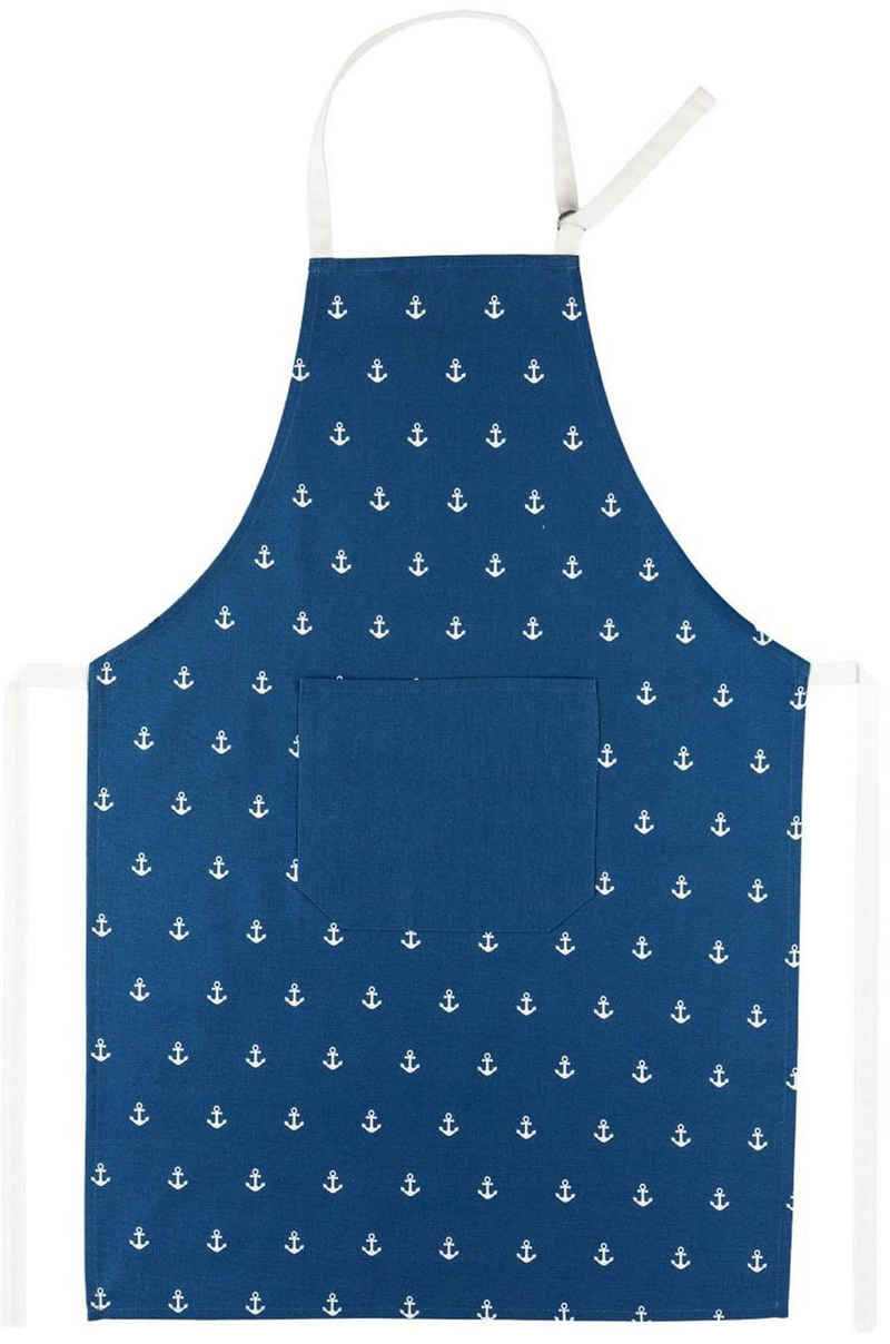 Kracht Kochschürze Anker, (Set, 1-tlg., Set), mit verstellbarem Nackenband aufgesetzte Tasche ca.70x90cm Baumwolle