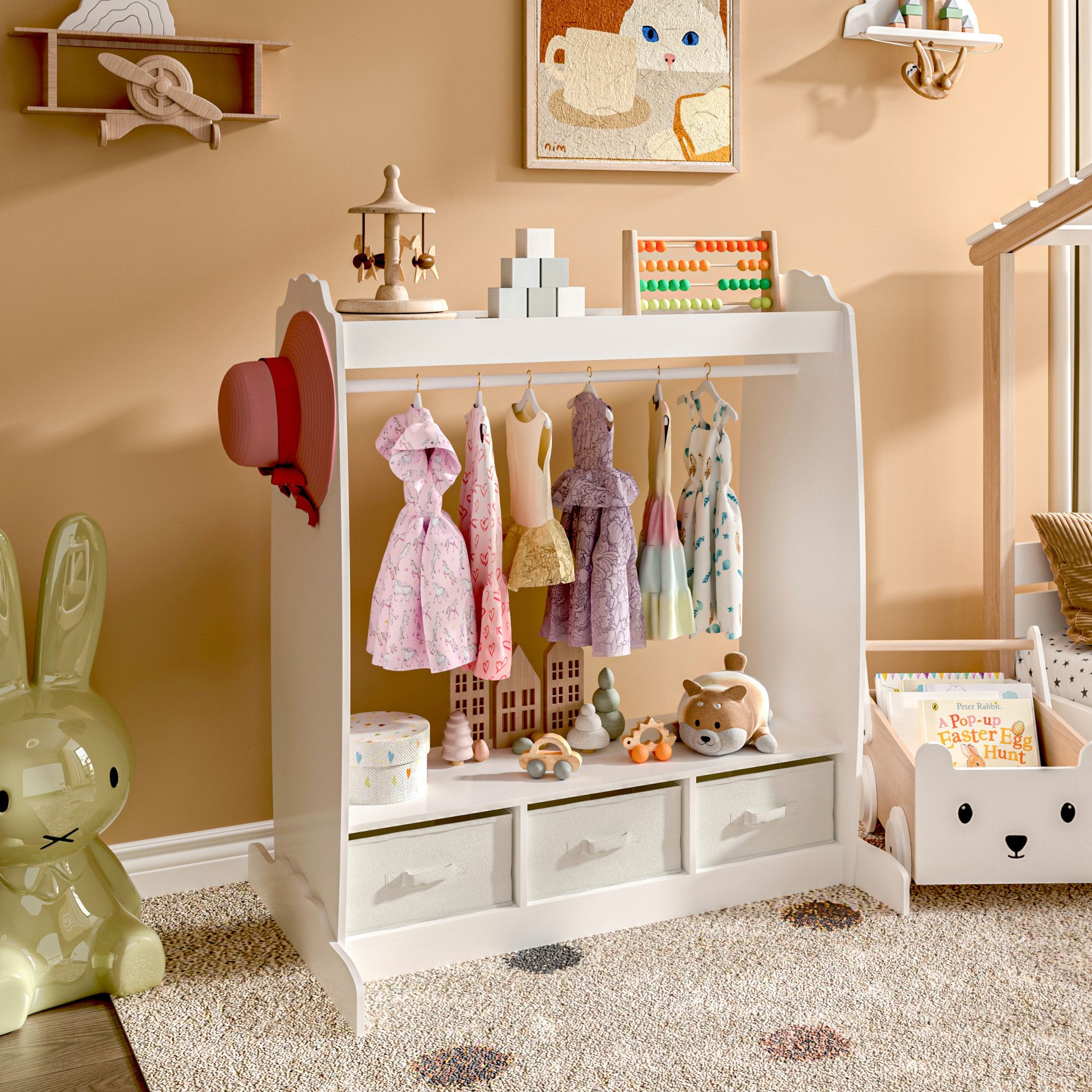 en.casa Garderobenständer, »Moskenes« mit Faltboxen und Kleiderstange 107x9 günstig online kaufen