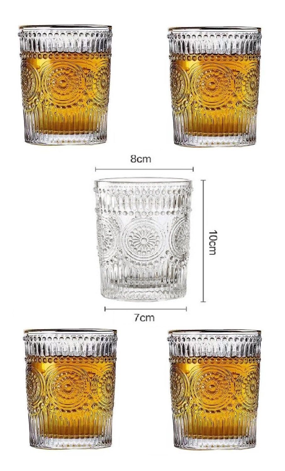 Rungassi Gläser-Set 4 x Trinkglas Gläserset 270ml H 10cm Wasser, Cognac,  Whisky-Gläser G01, Glas