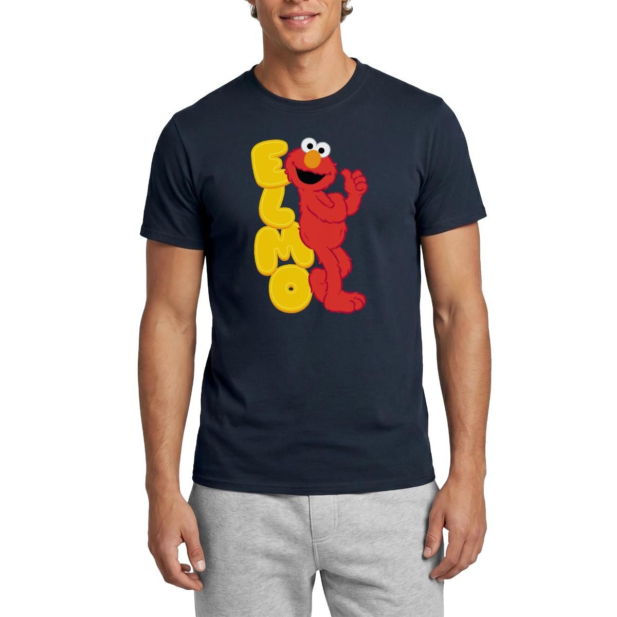 Spreadshirt T-Shirt Sesamstraße Elmo Mit Schriftzug Männer T-Shirt (1-tlg)