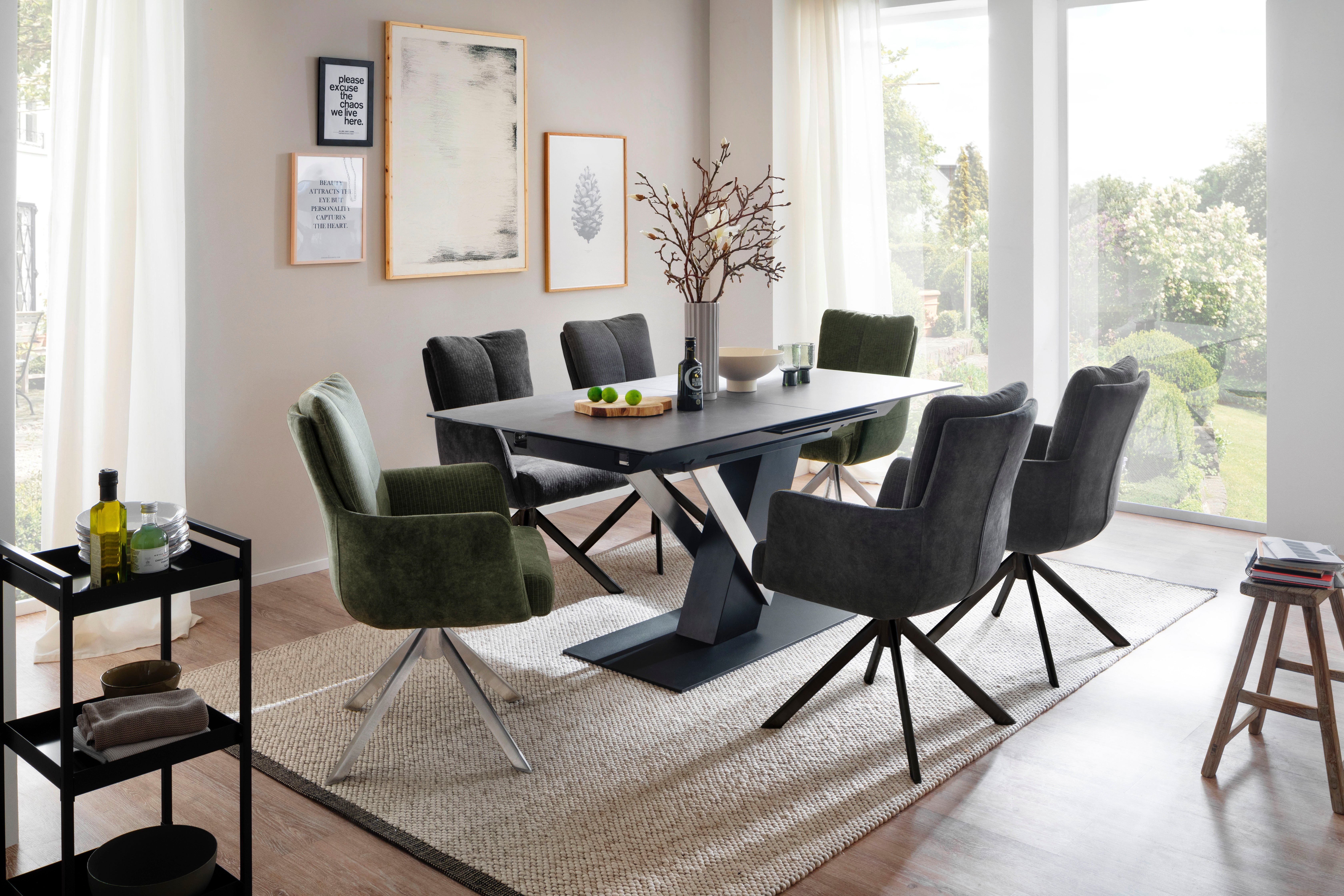 MCA furniture Esszimmerstuhl MALIA olive Edelstahl | olive | gebürstet