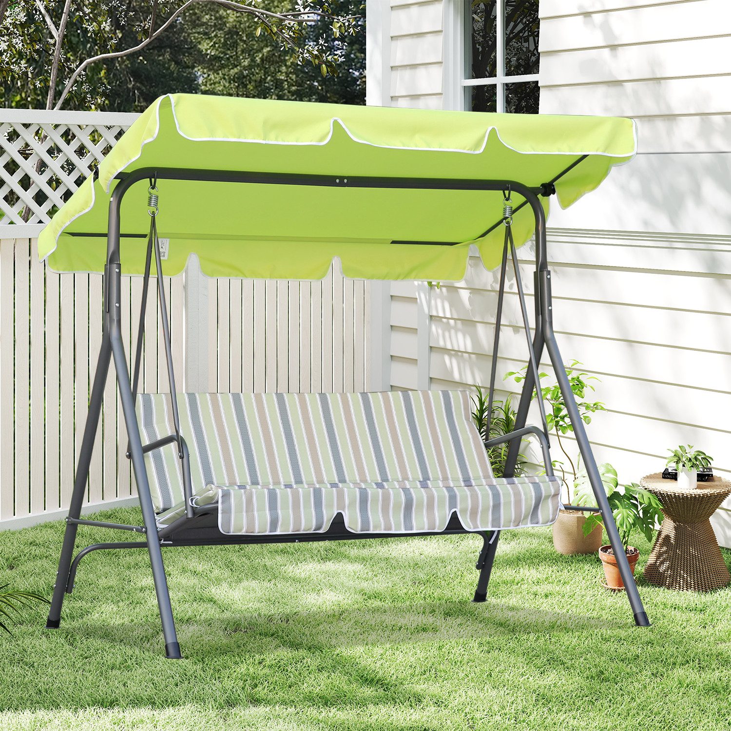 Angel Living Hollywoodschaukel 3-Sitzer Hollywoodschaukel Gartenschaukel mit neigbarem Sonnendach, 3-Sitzer, Aluminium Schaukelbank mit wetterfesten Polstern