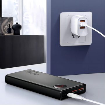 Baseus 20000mAh, 22.5W PD 3.0 QC4.0 Fast Charge USB C Externer Akku, Powerbank, Dreifach-Ausgangsnetzteil mit LED-Anzeige für iPhone, Samsung, etc