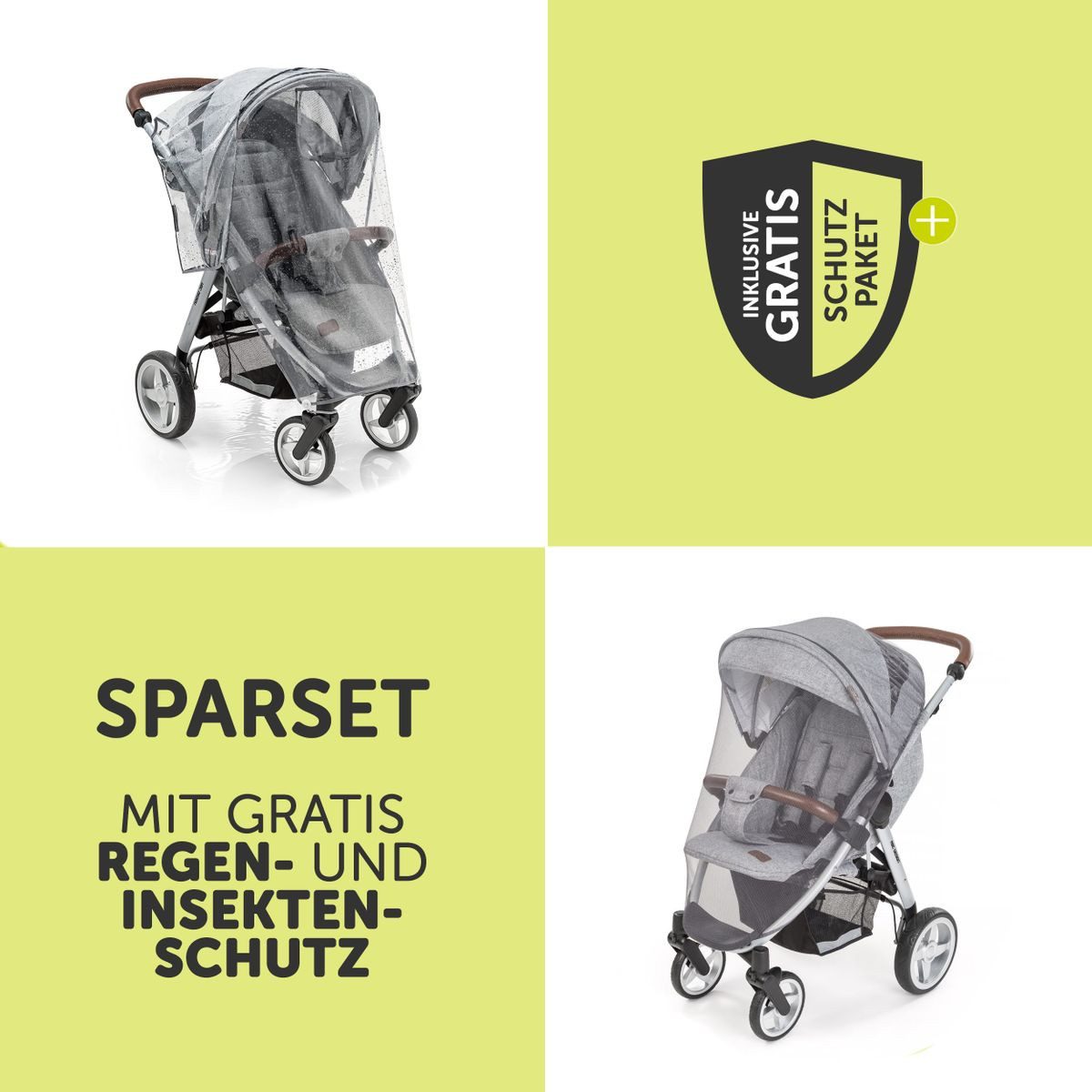 Hauck Kinder-Buggy Runner 2 - Black, (3-tlg), Sportwagen mit Liegeposition, Luftreifen, Regenschutz höhenverstellbar