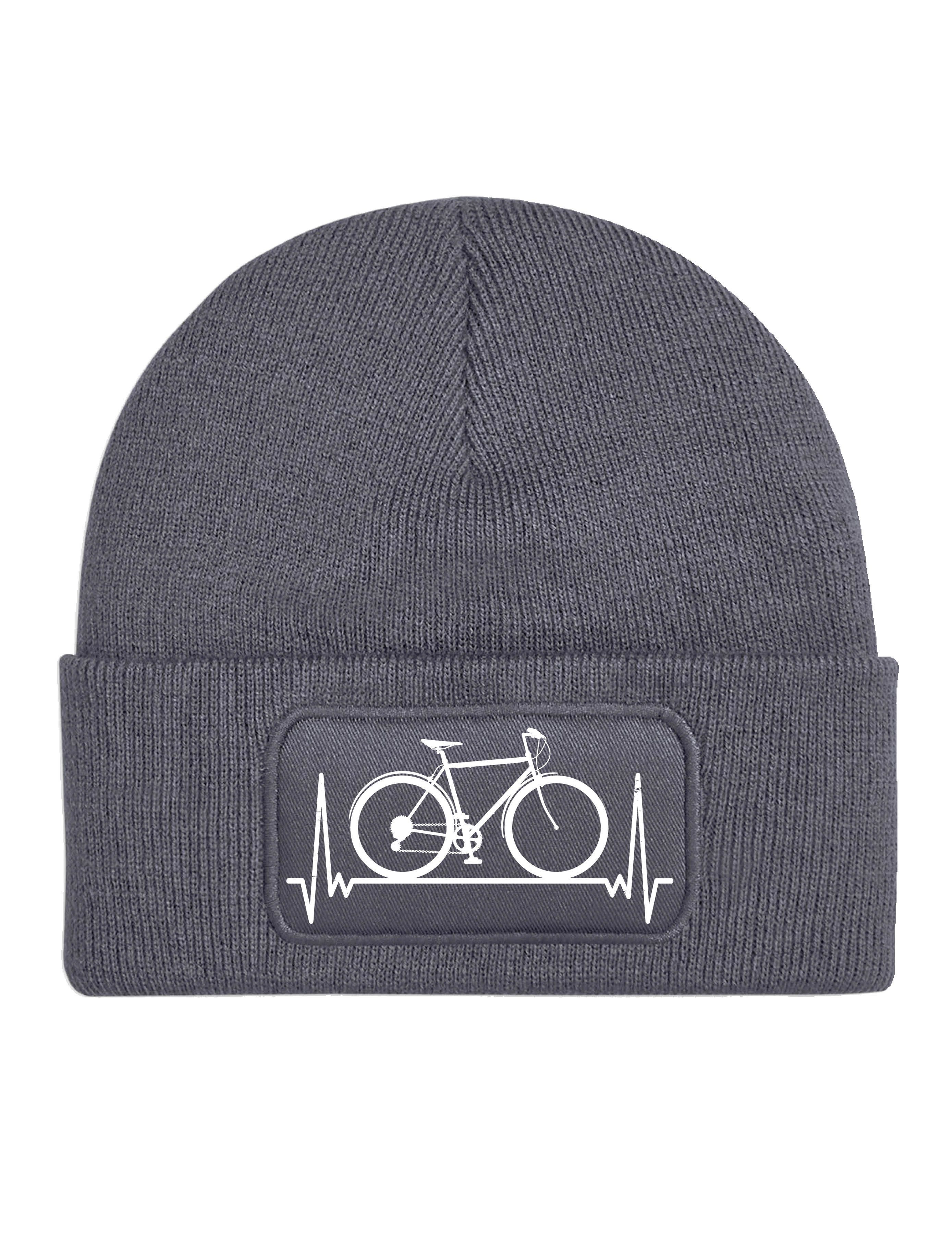 Youth Designz Beanie Heart beat Fahrrad Unisex Beanie Mütze mit modischem Frontprint