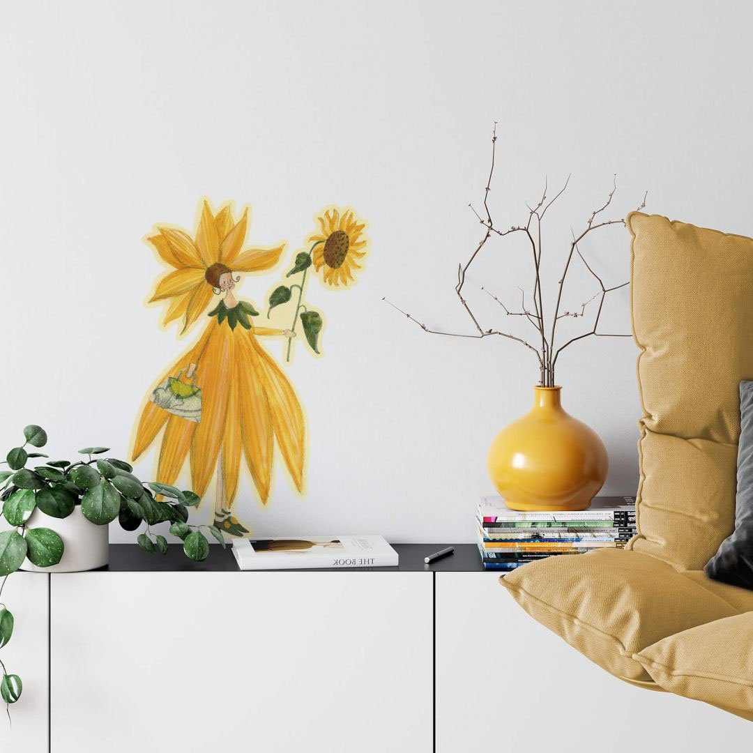Wall-Art Fee Gelbe Mädchen Wandtattoo (1 St) Sonnenblumen
