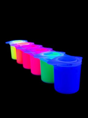 PSYWORK Bastelfarbe 6er-Set 25ml Schwarzlicht Farben Gemischt, UV-aktiv, leuchtet unter Schwarzlicht