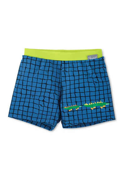 Sterntaler® Badehose Badeshort Krokodil (1-St) Baby Badehose - Kinder Badehose, Badeshorts mit Windeleinsatz bis Gr 86/92 in Blau - Badeshorts Babys, Badehose Baby Junge kariert mit Krokodil-Print und hohem UV-Schutz 50+ Badeshorts Kinder - UV Schutz 50+ mit Krokodil-Aufdruck