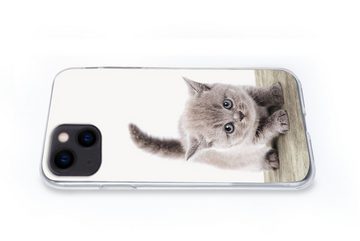 MuchoWow Handyhülle Kätzchen - Katze - Haustiere - Jungen - Kinder - Mädchen, Handyhülle Apple iPhone 13, Smartphone-Bumper, Print, Handy
