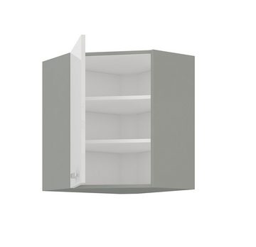 Küchen-Preisbombe Eckhängeschrank 60x60 cm Küche Bianca Weiß Hochglanz + Grau Küchenzeile Küchenblock