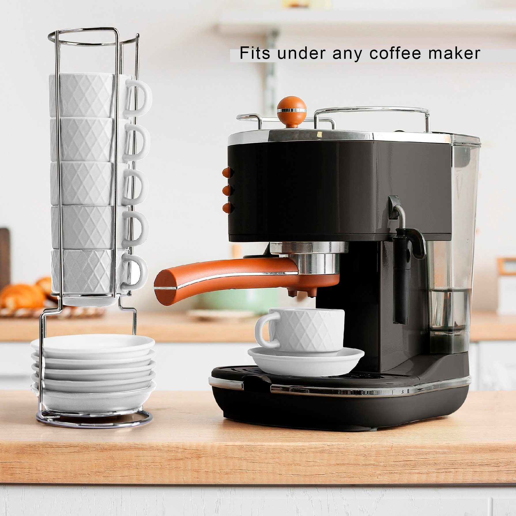 x mit MiaMio Espressotasse ml Espresso 6 MIAMIO Espressotassen Ständer / weiß – Tassen 75 Set