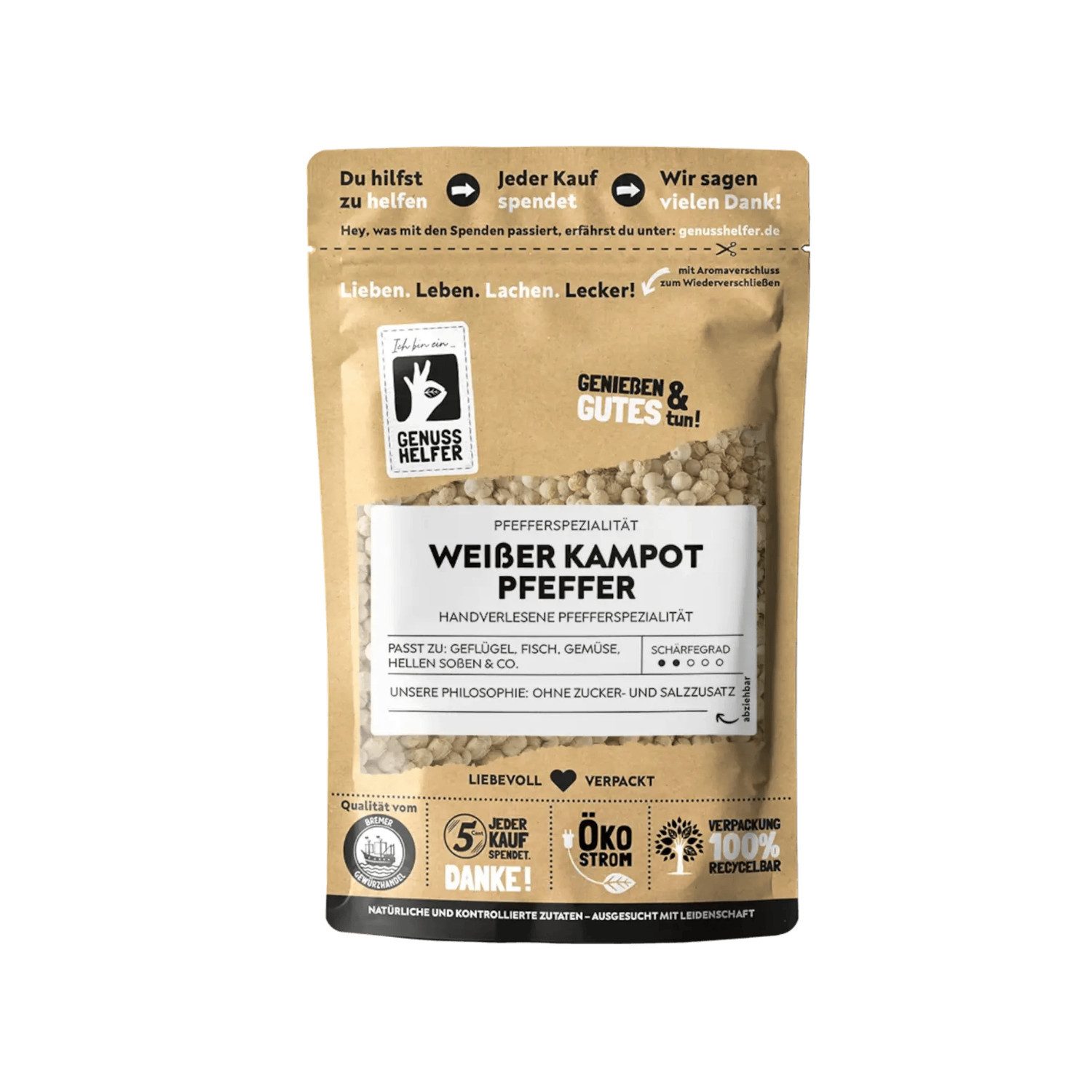 Bremer Gewürzhandel Gewürz Kampot Pfeffer weiß, ganz, 50 g