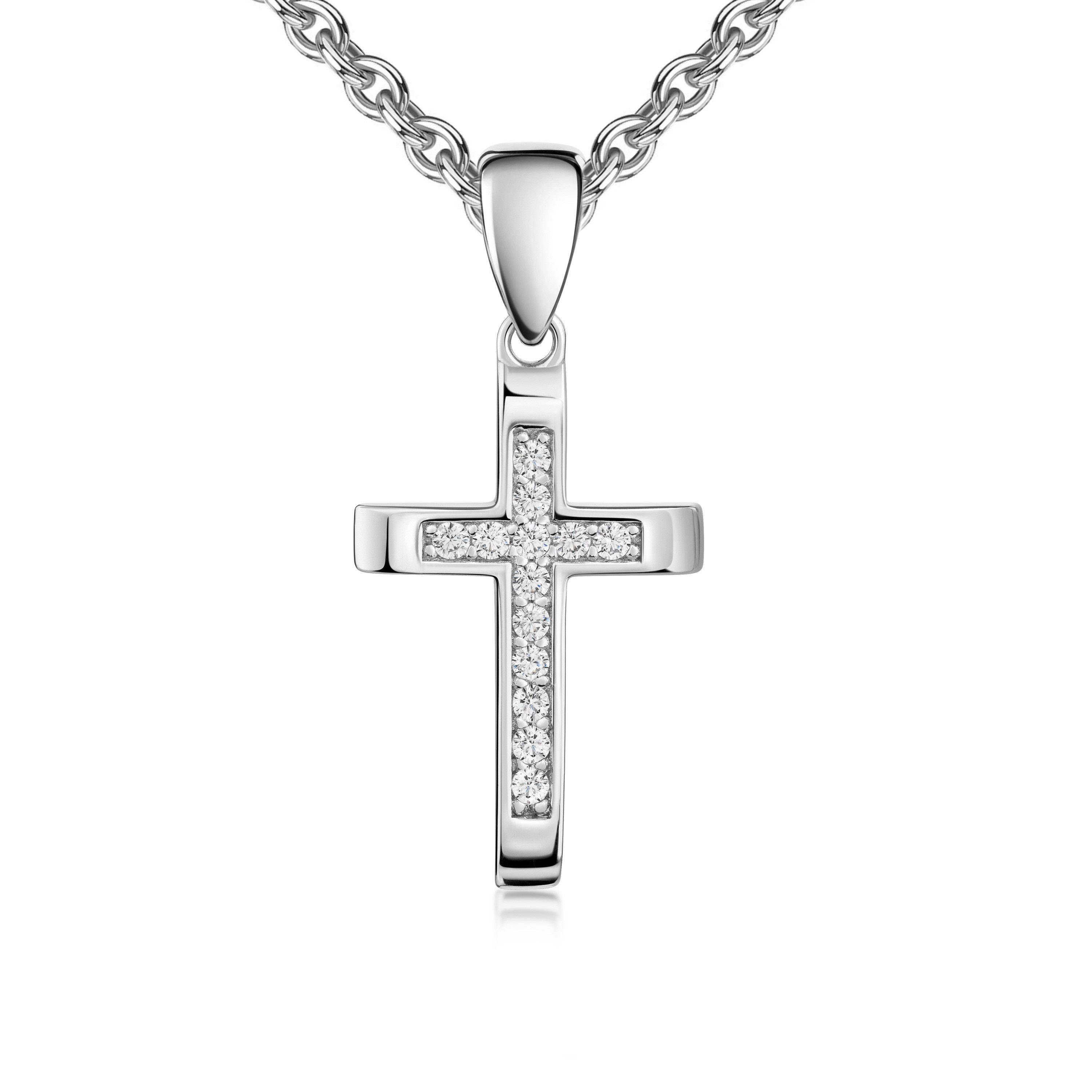 Kette mit Anhänger Schmuck Geschenk Silber 925 Halsschmuck Kreuz-Design