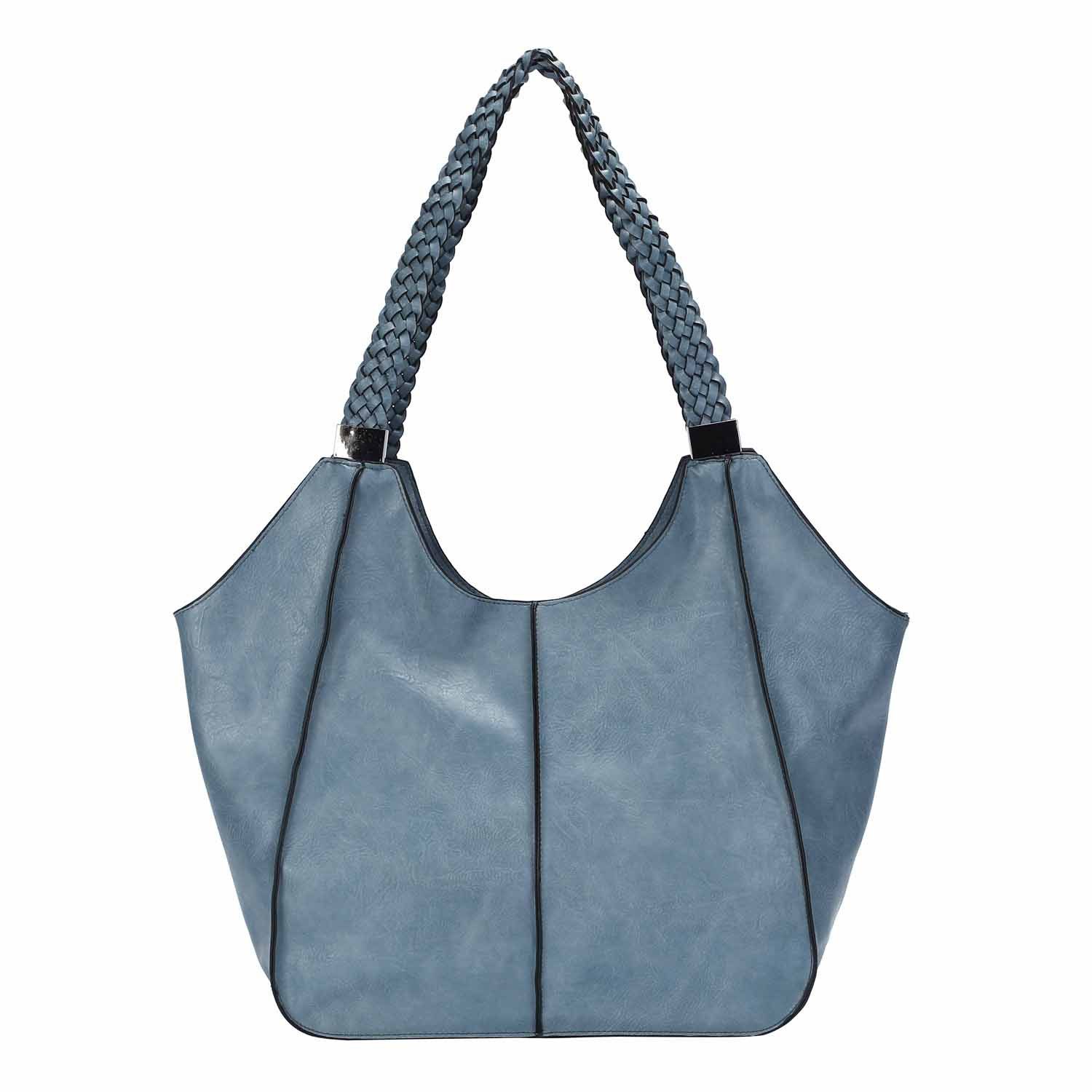 ITALYSHOP24 Schultertasche Damen XXL FLECHTOPTIK Hand-Tasche Shopper Businesstasche Workbag, Tote Bag Reisetasche Henkeltasche Beuteltasche Hobo Bag Weekender
