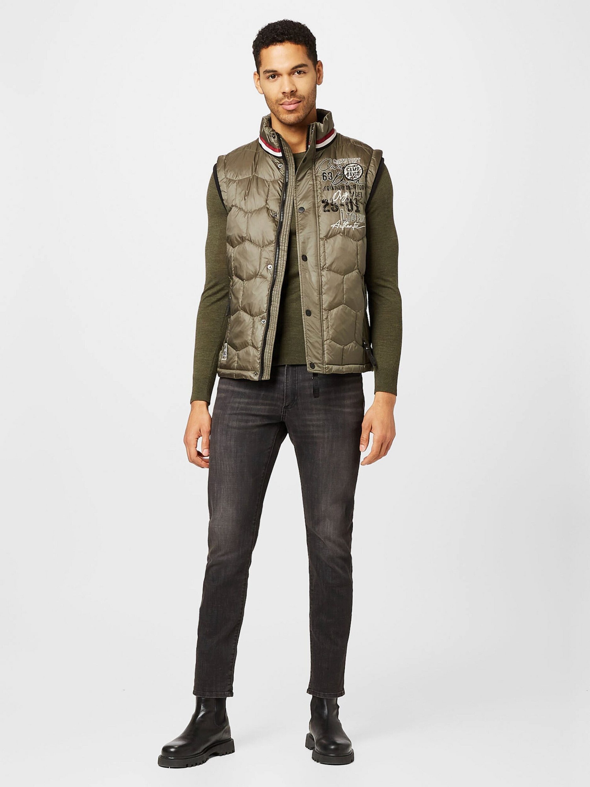CAMP DAVID Daunenweste Camp David Herren Westen, Camp David Jackets CAD Green HW 22 Weste Logo