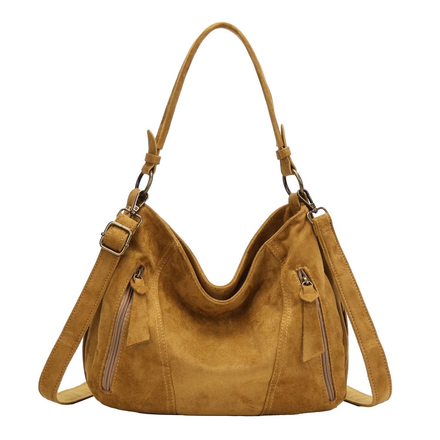 ITALYSHOP24 Schultertasche Damen Tasche Shopper Hobo-Bag Crossbody CrossOver, als Handtasche, Umhängetasche, Shopper tragbar