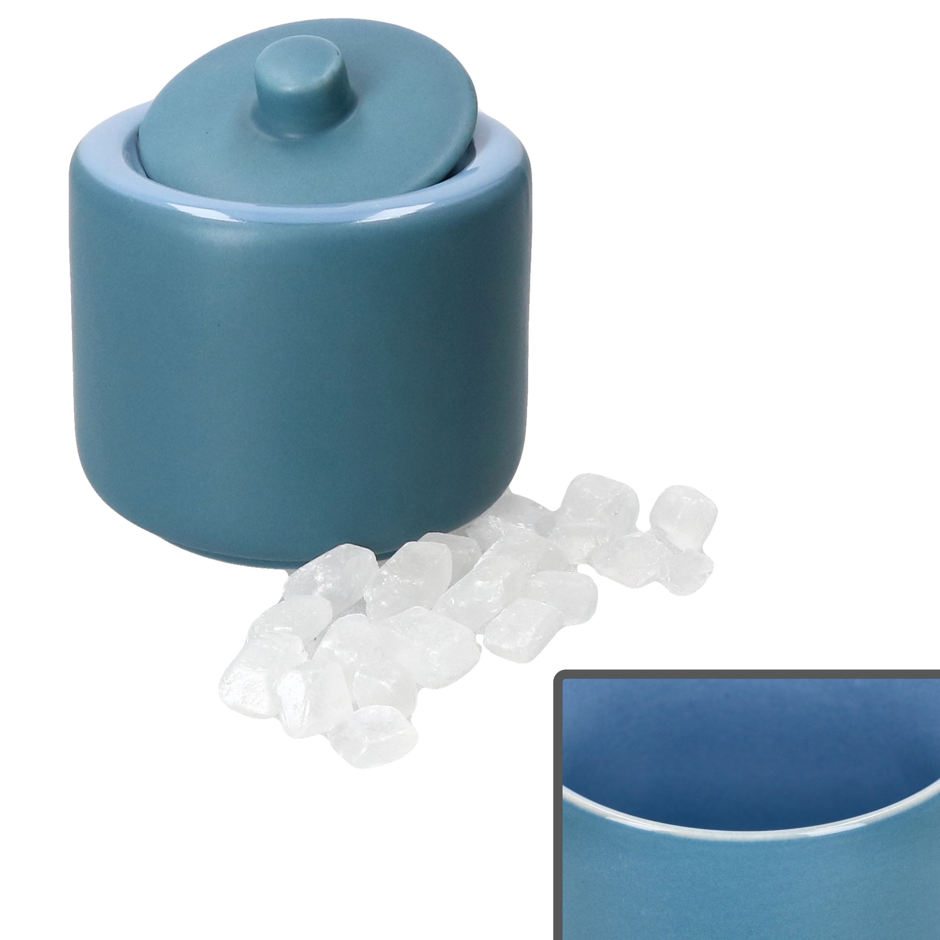 Ritzenhoff & Breker Milch- und Zuckerset Ritzenhoff Jasper Zucker-Dose mit Deckel Ozeanblau Kandisbehälter, Steingut