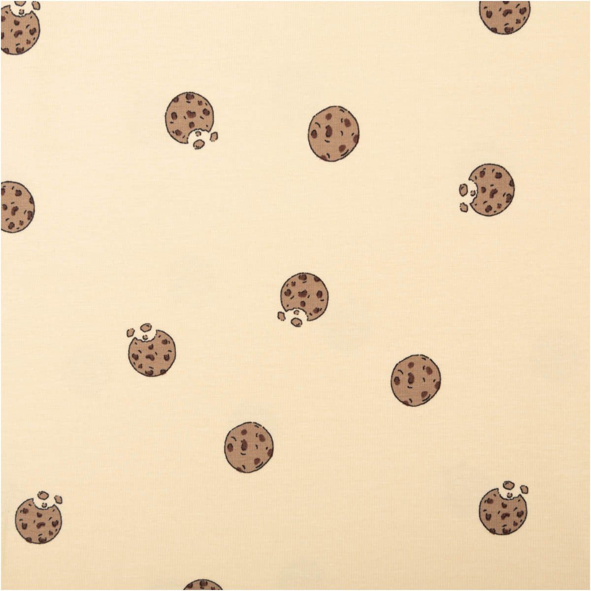 SCHÖNER LEBEN. Stoff Jersey Stoff Meterware Baumwolljersey Cookies beige braun 150cm, allergikergeeignet