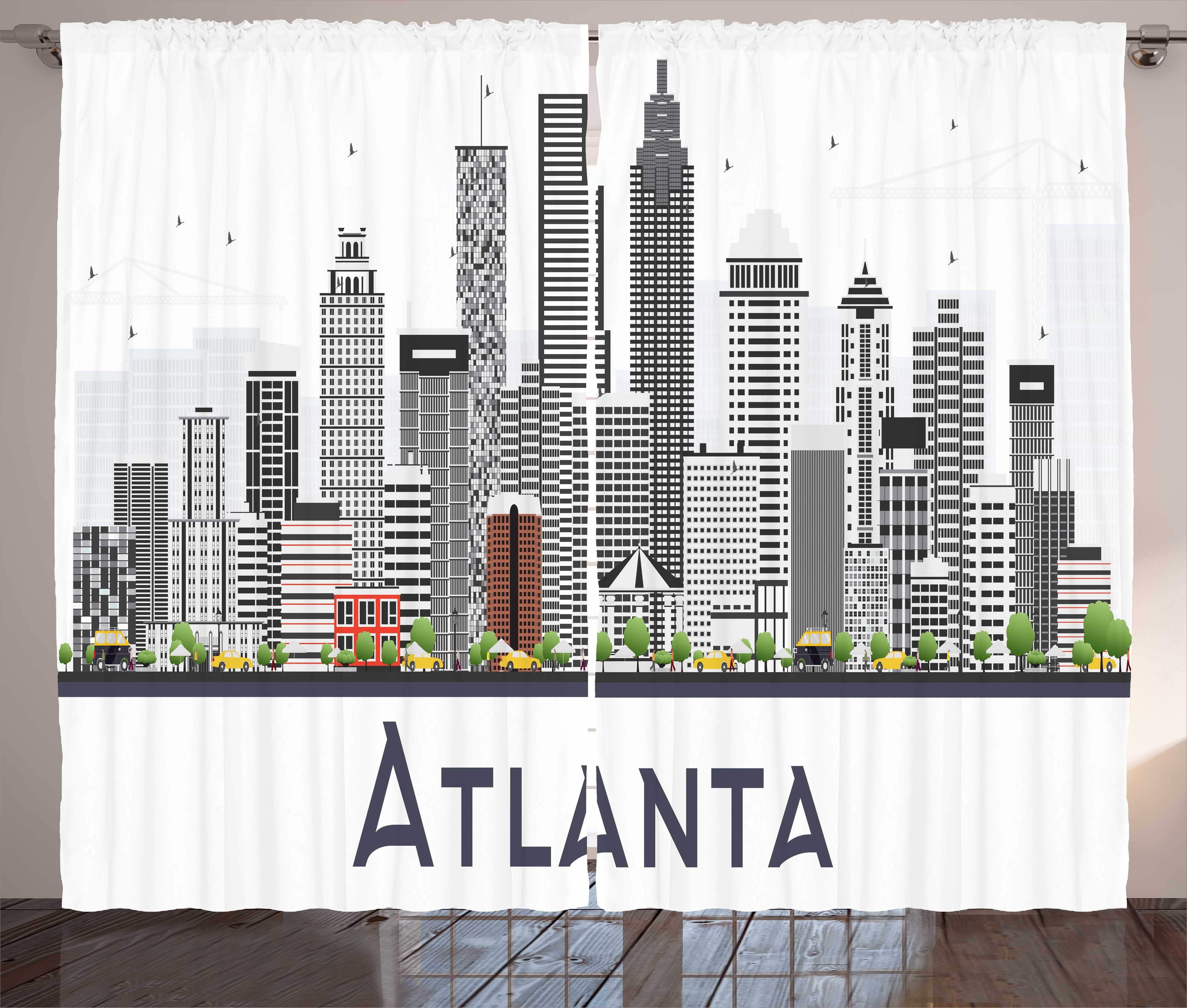Georgia Haken, Kräuselband Abakuhaus, Vorhang Schlafzimmer Gardine Atlanta Architektur Schlaufen mit Stadt und