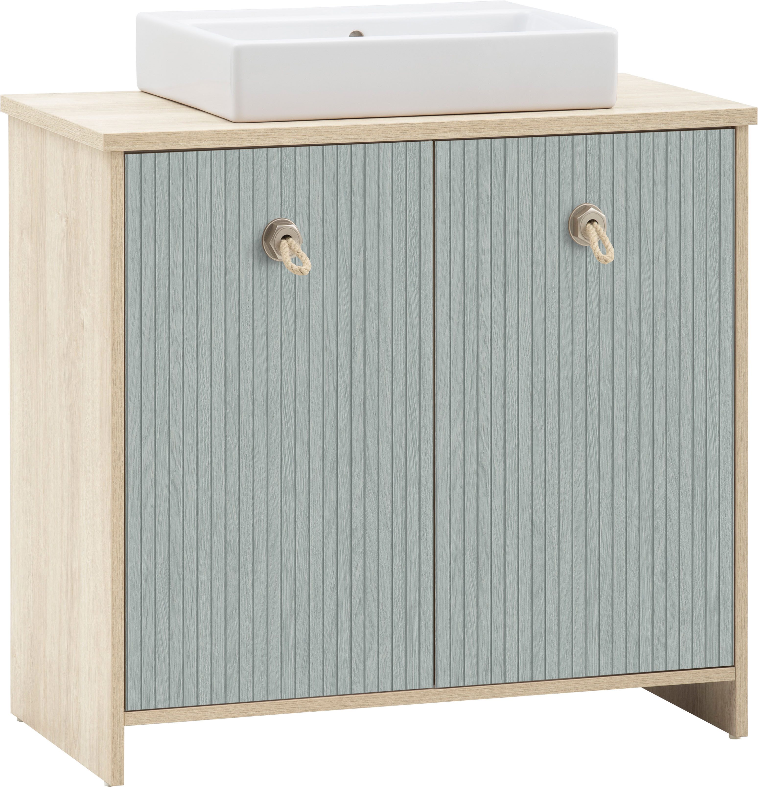 Schildmeyer Waschtisch SONDERBY, 2 Türen, Breite 83,2 cm, MADE IN GERMANY (2-St), Seilgriffe im maritimen Look, MADE IN GERMANY