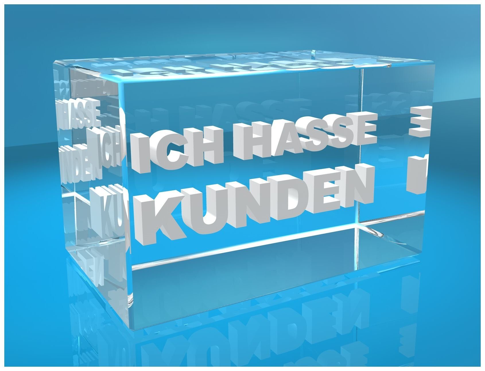 VIP-LASER Dekofigur 3D Made Ich in Glasquader I Geschenkbox, hasse Kunden, Hochwertige Germany, Familienbetrieb