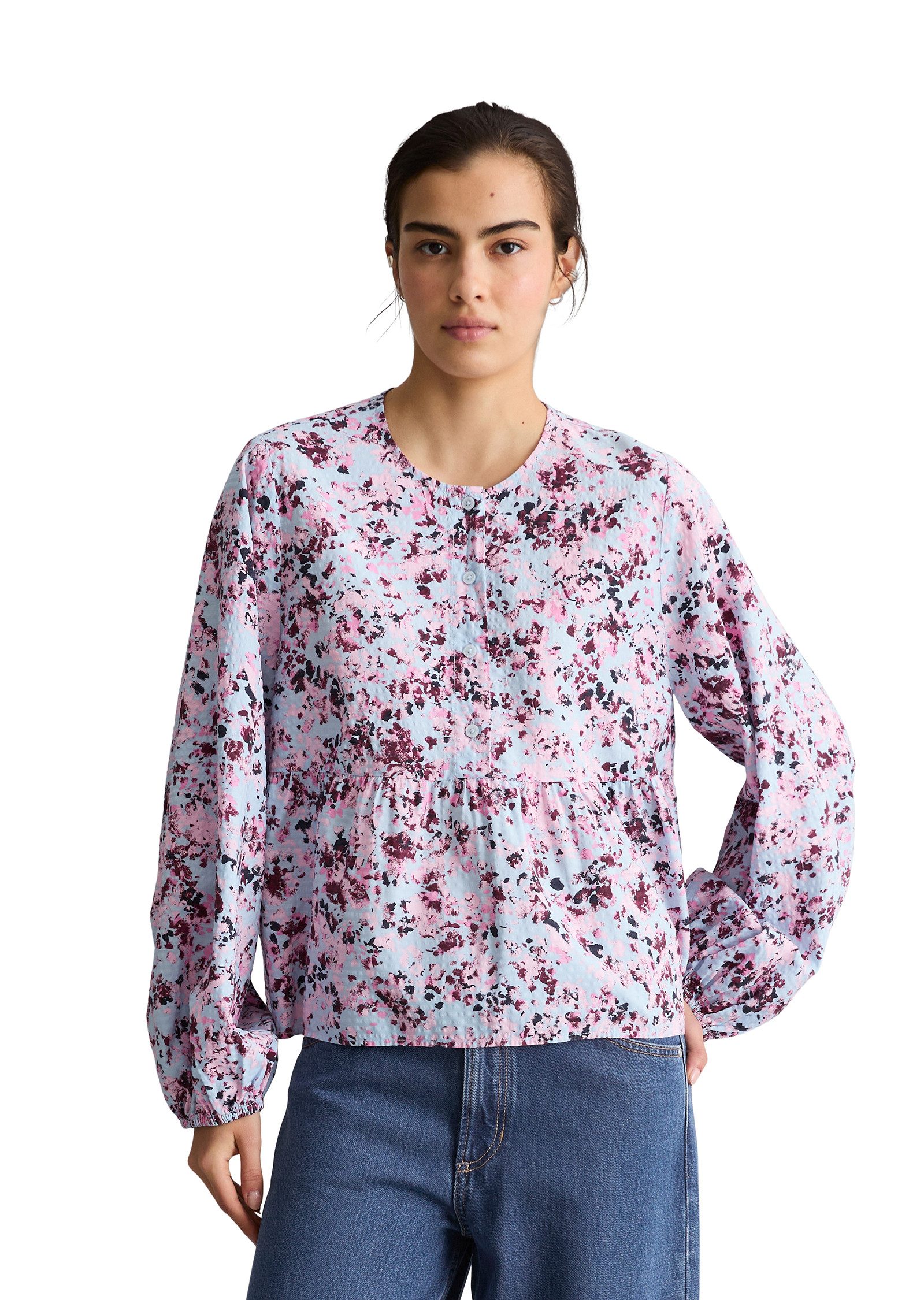Marc O'Polo DENIM Langarmbluse aus bedrucktem Viskose-Mix