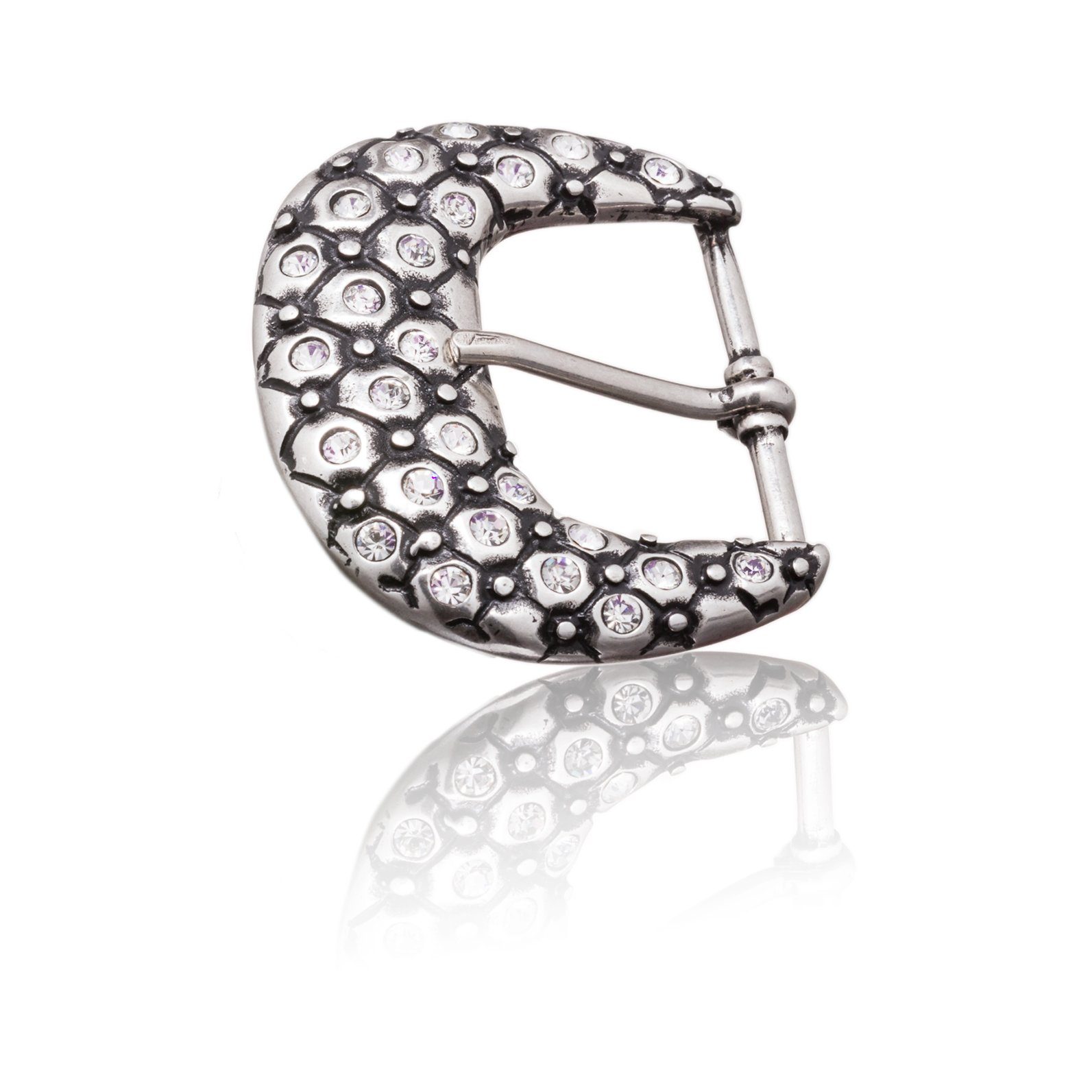 Gürtelschnalle 40mm Zamak Silber - Buckle Strass - 331807520020