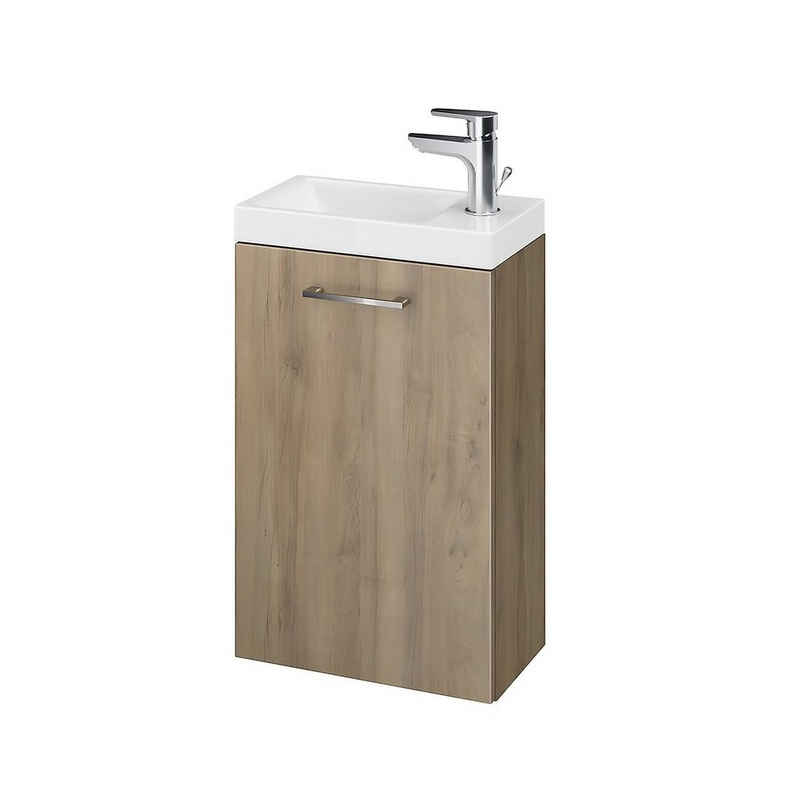 KOLMAN Waschbeckenunterschrank Badmöbel Set LARA COMO 40 Badezimmerschrank mit Türen & Keramikwaschbecken