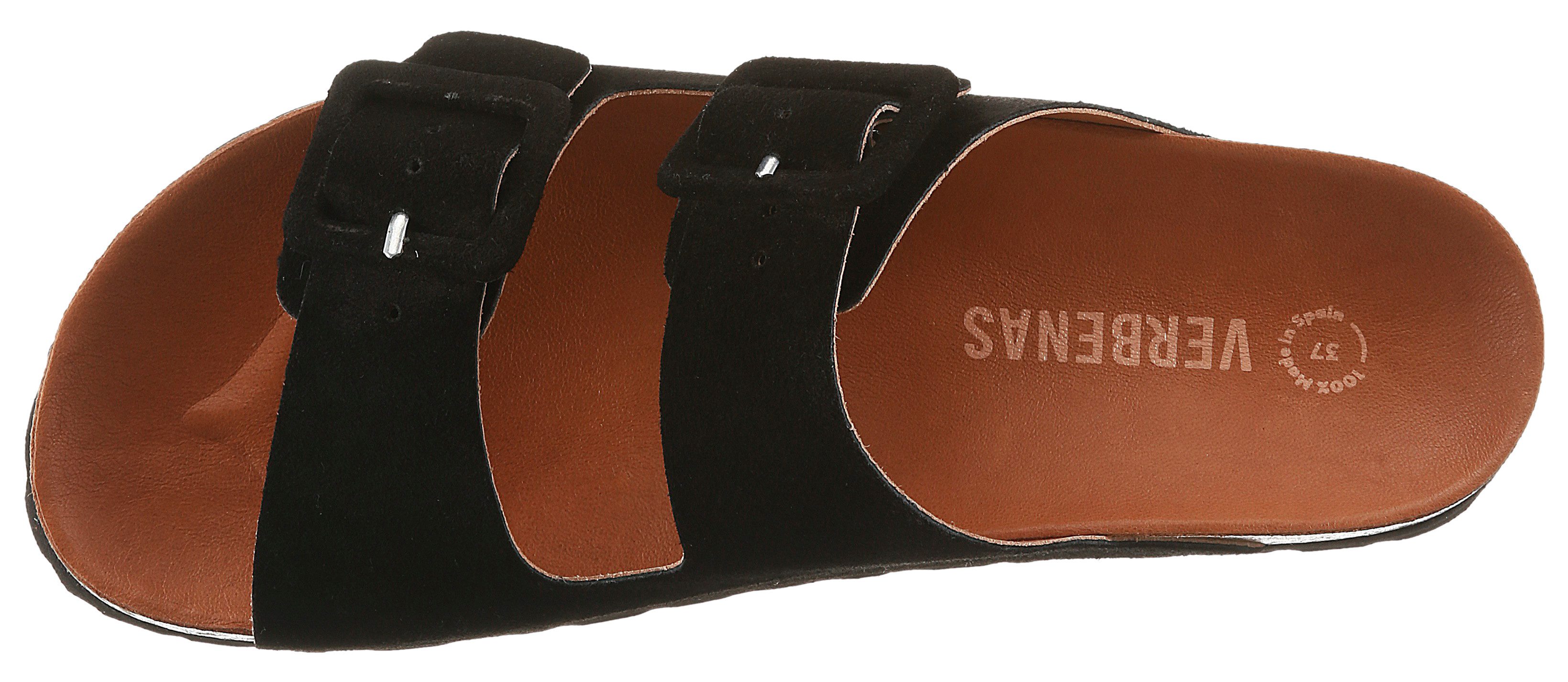 VERBENAS Randell Velour Pantolette Sommerschuh, Flat, Hausschuh mit Softfußbett